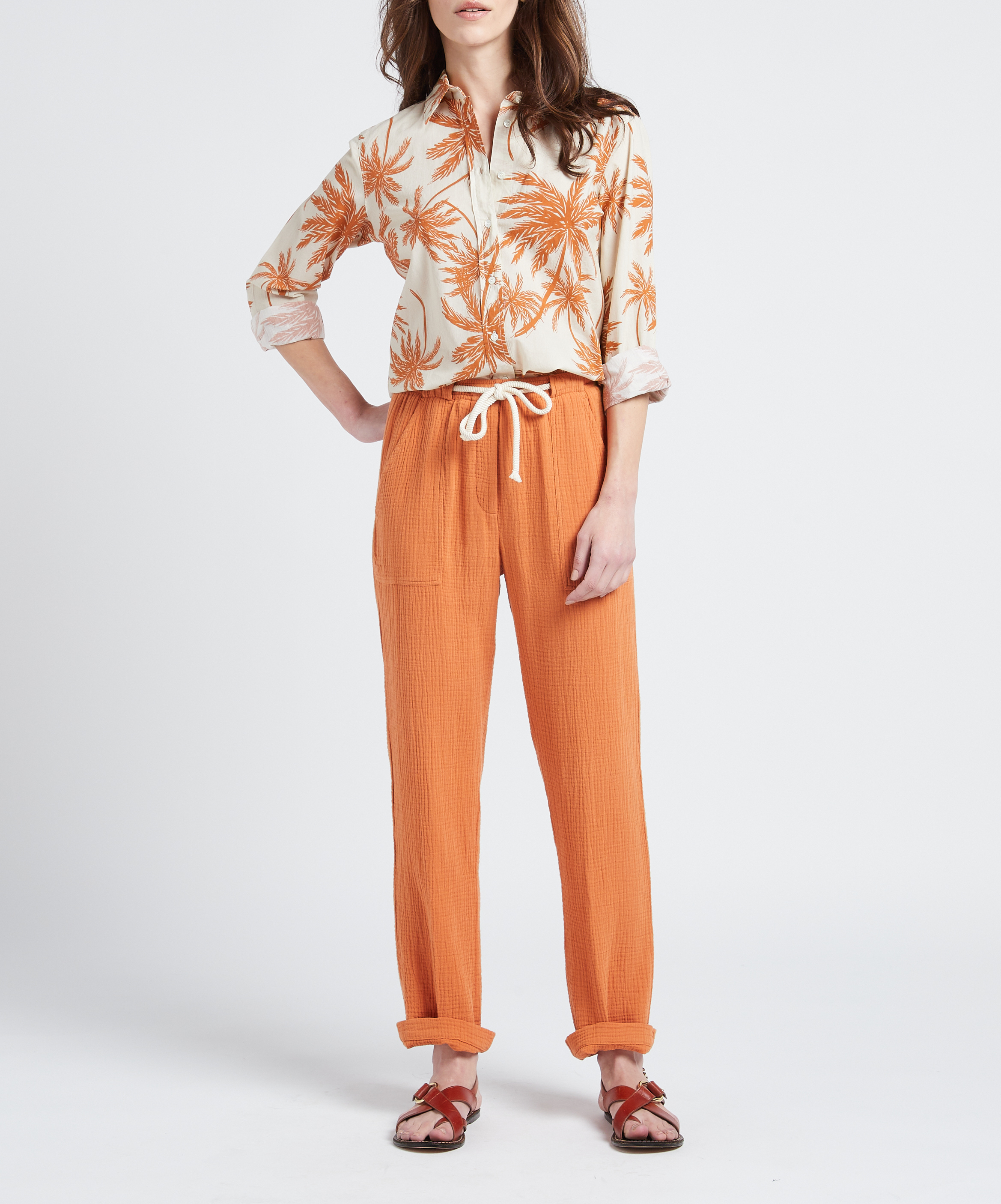 Straight-leg cotton pants HARTFORD Orange