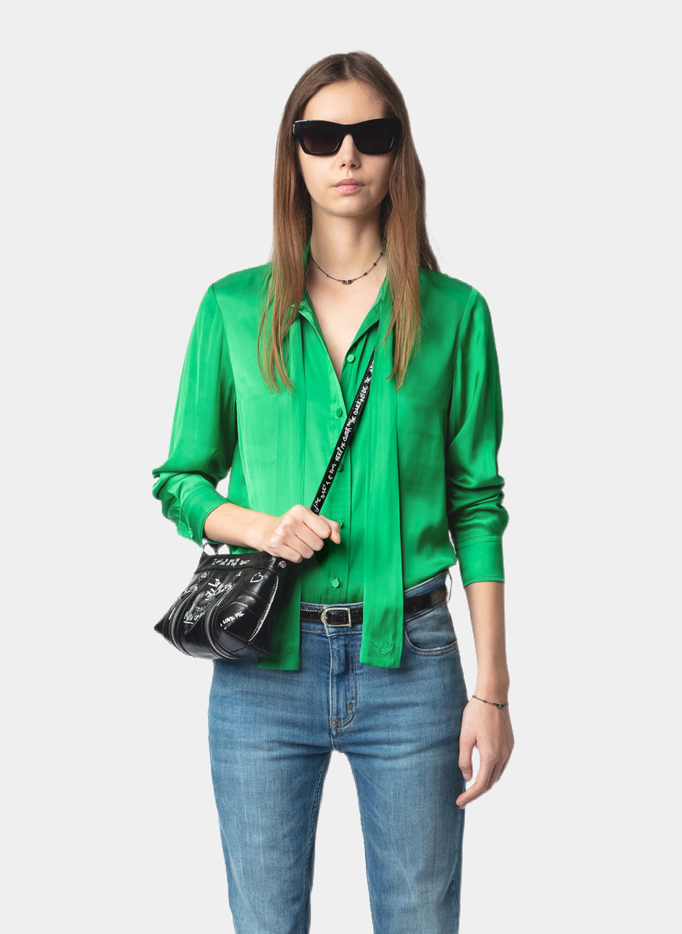 Chemise col lavallière satinée ZADIG&VOLTAIRE Vert