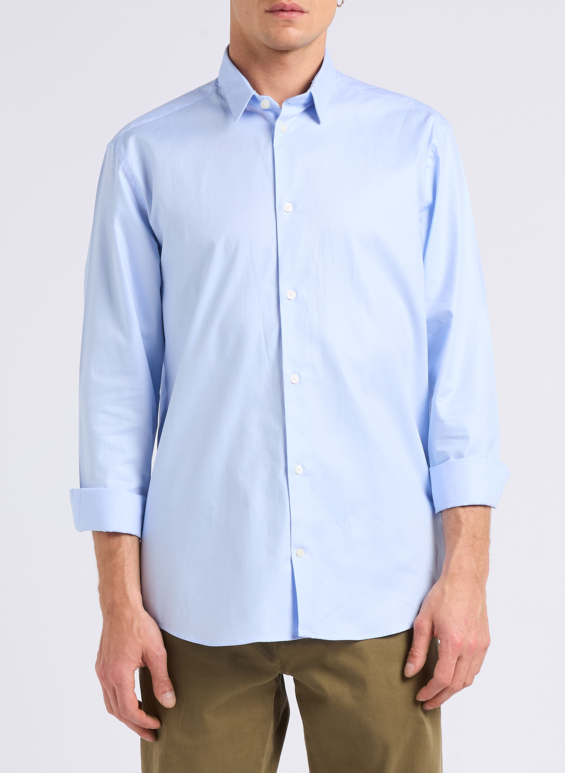 Baumwollhemd mit klassischem Kragen, Slim Fit AU PRINTEMPS PARIS Blau