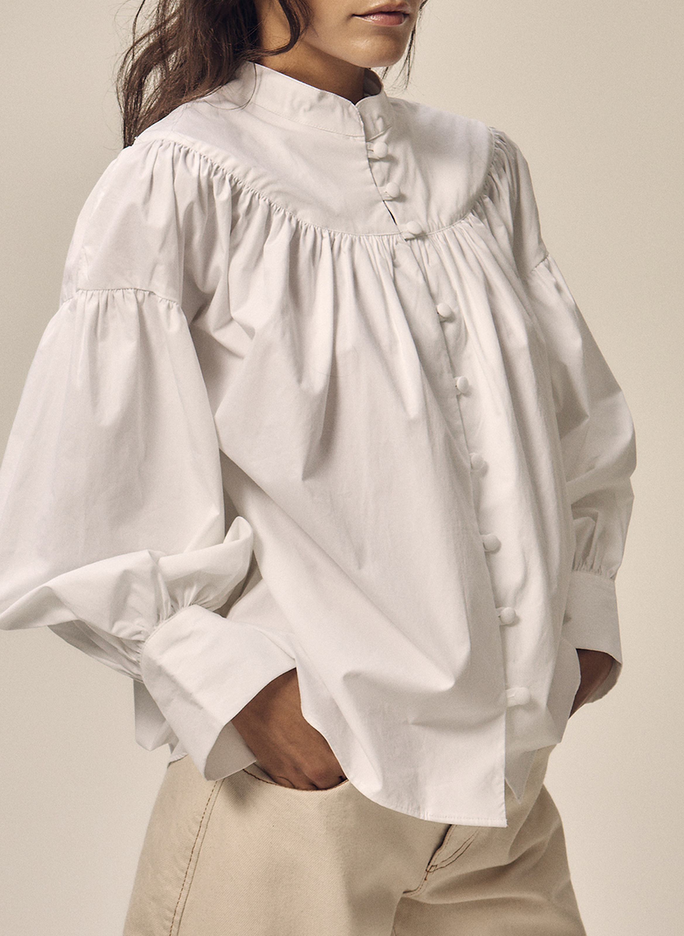 Gerade Bluse aus Baumwolle NITAH Weiss