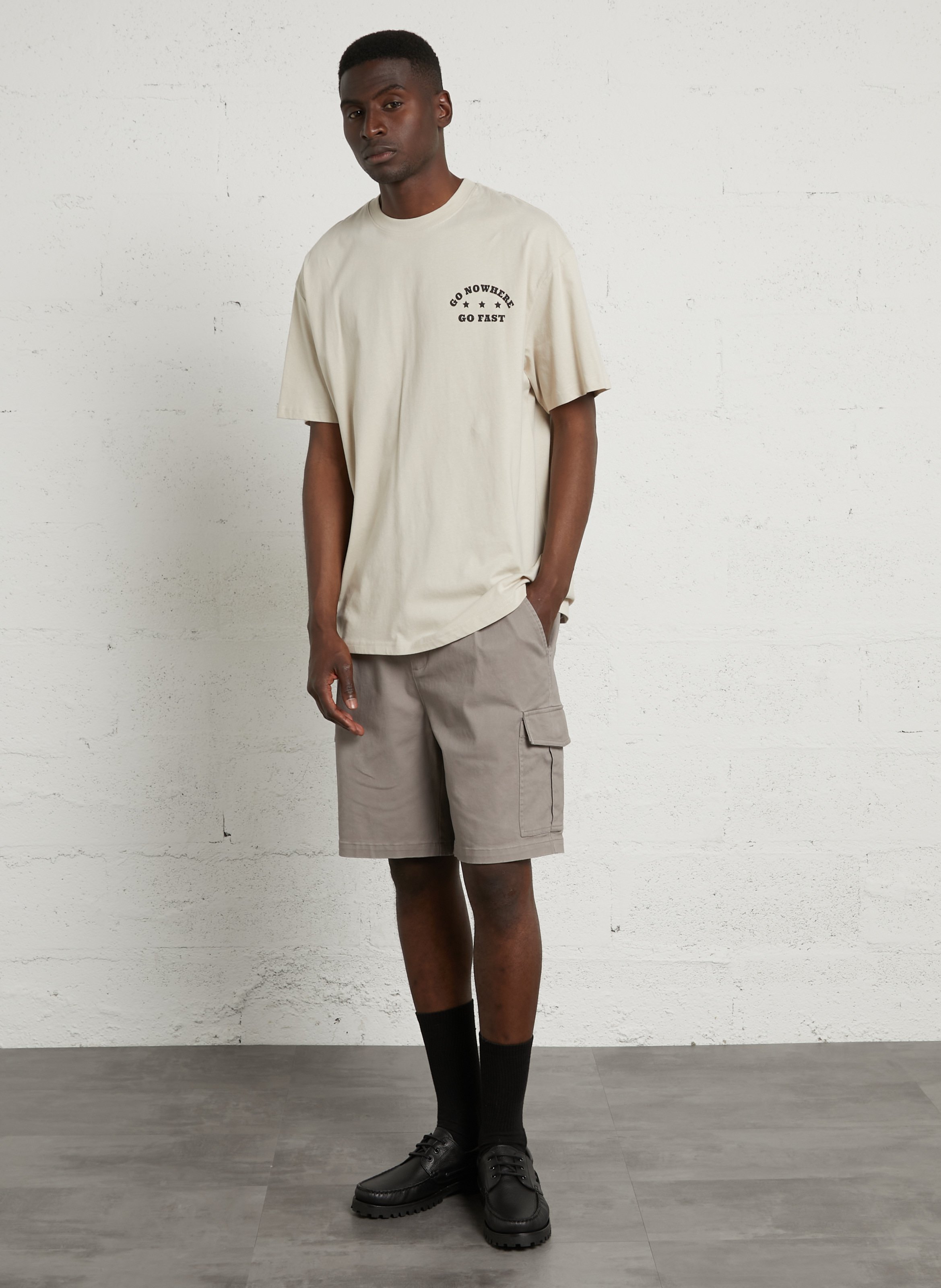 Tee-shirt col rond en coton  SOLID Beige