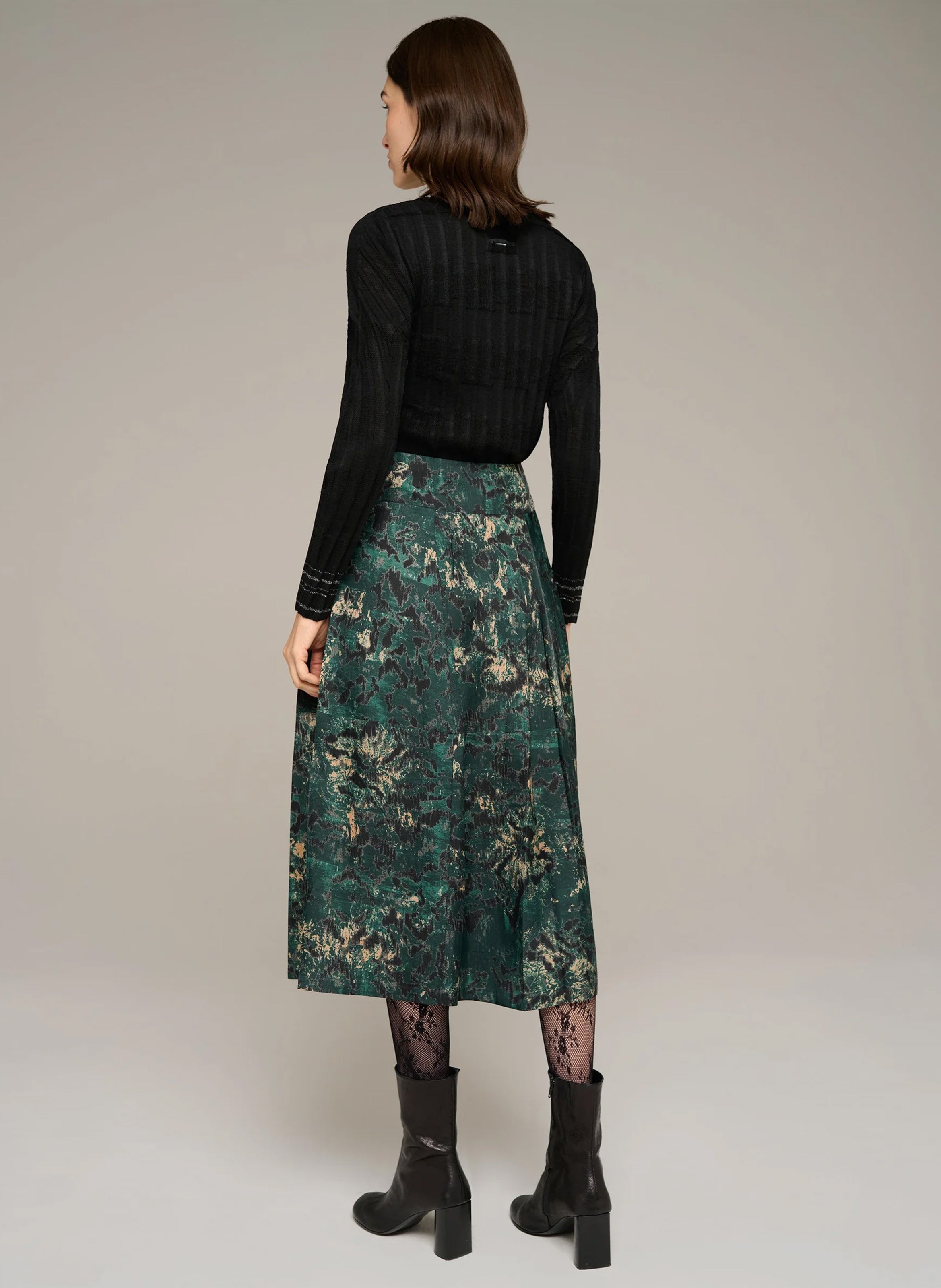 Flared printed midi skirt COTELAC Green