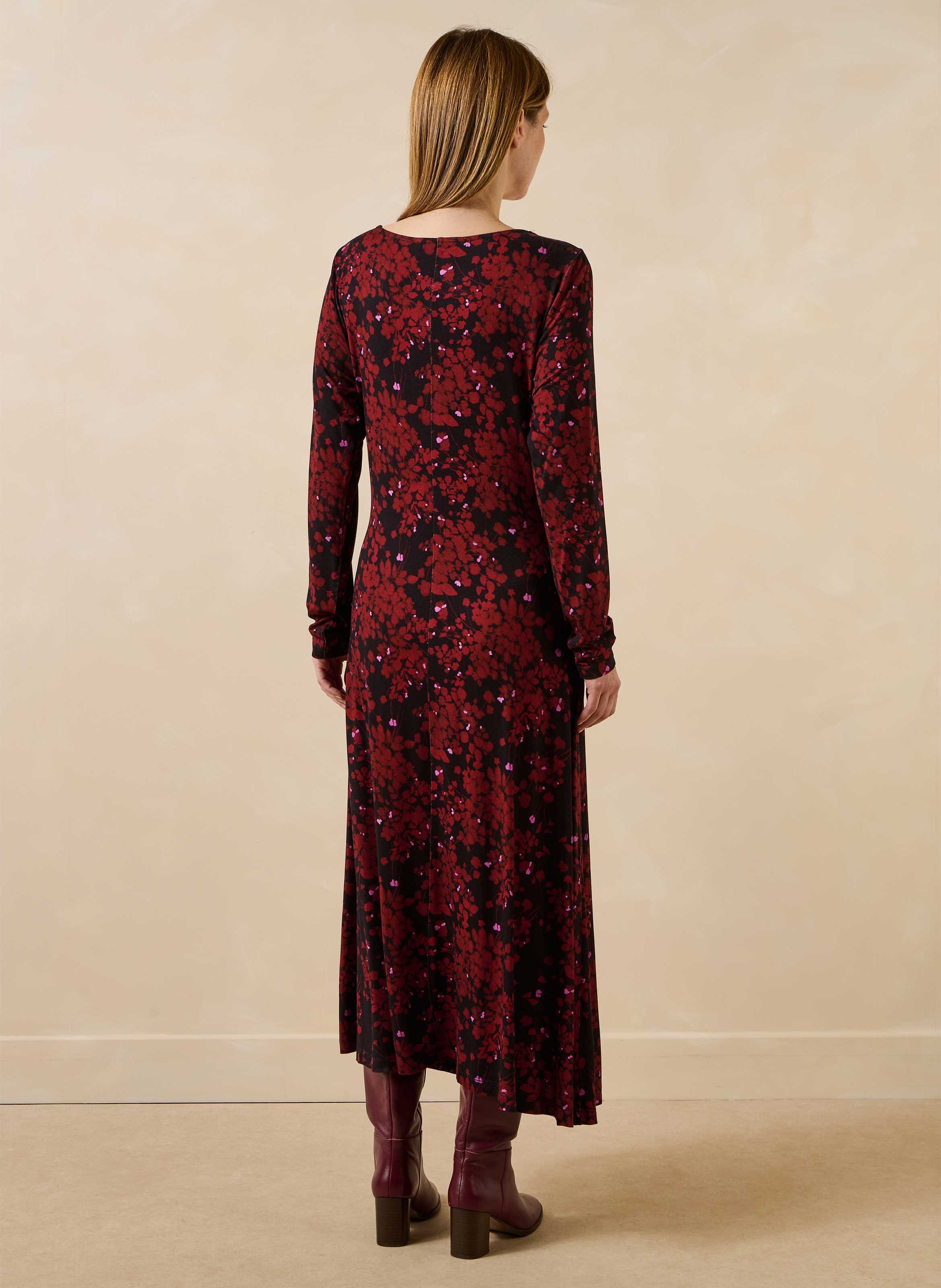 Long printed round-neck dress LA FEE MARABOUTEE Brown
