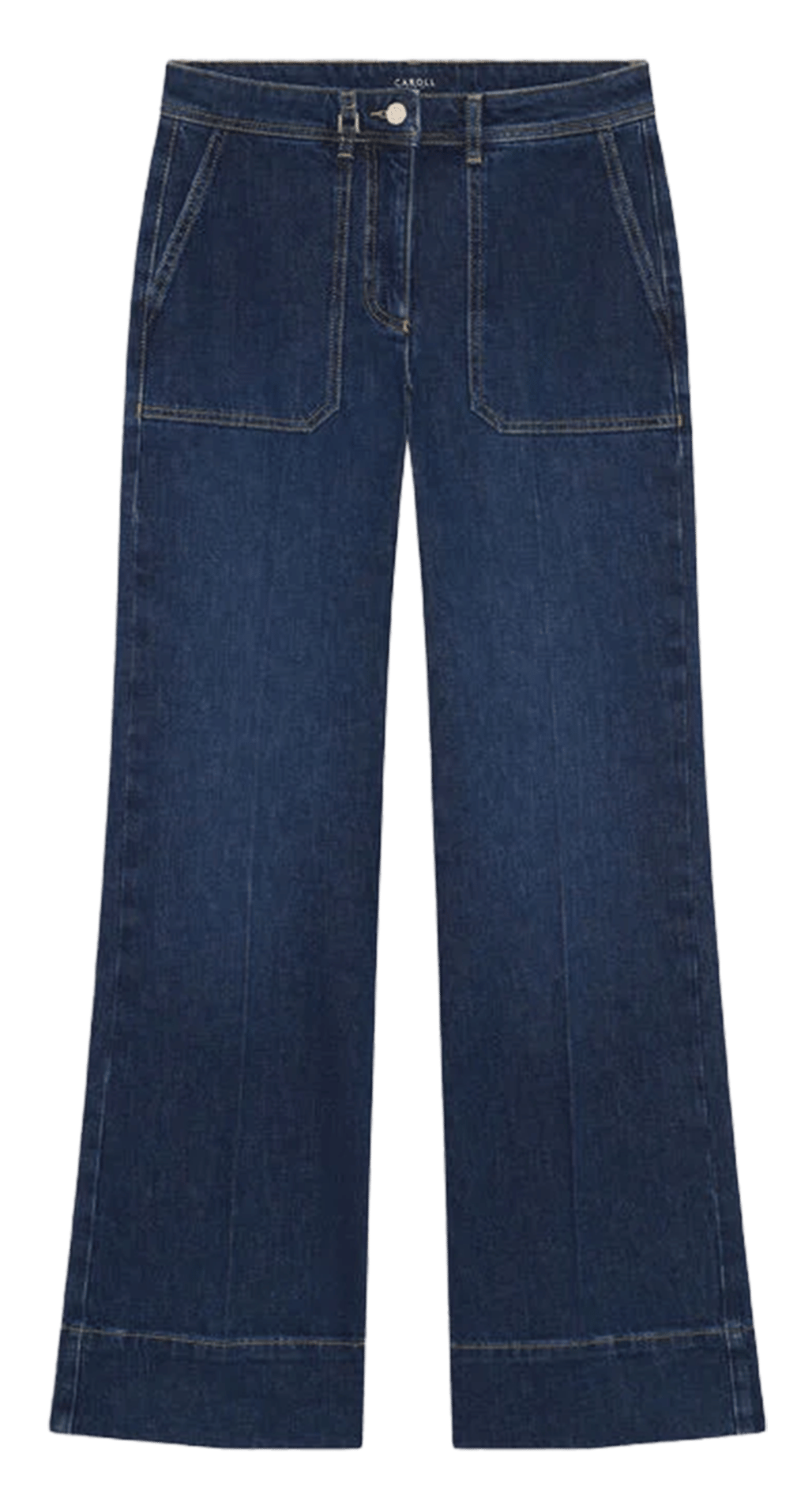 High-Waist Raw Denim Flare Jeans CAROLL Blau