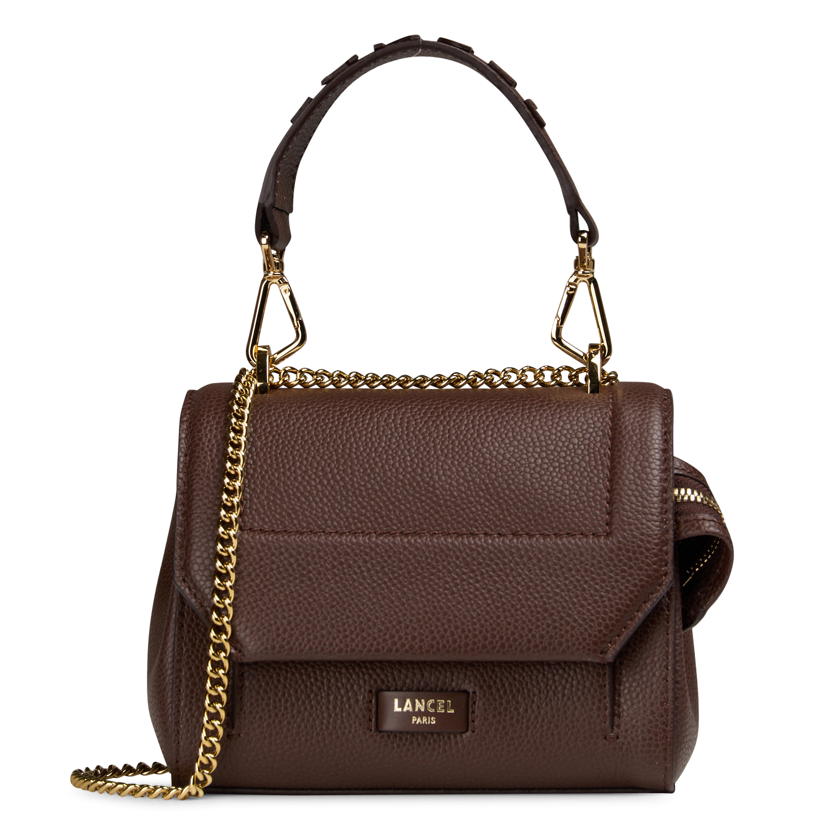 Sac à rabat petit modèle en cuir grainé LANCEL