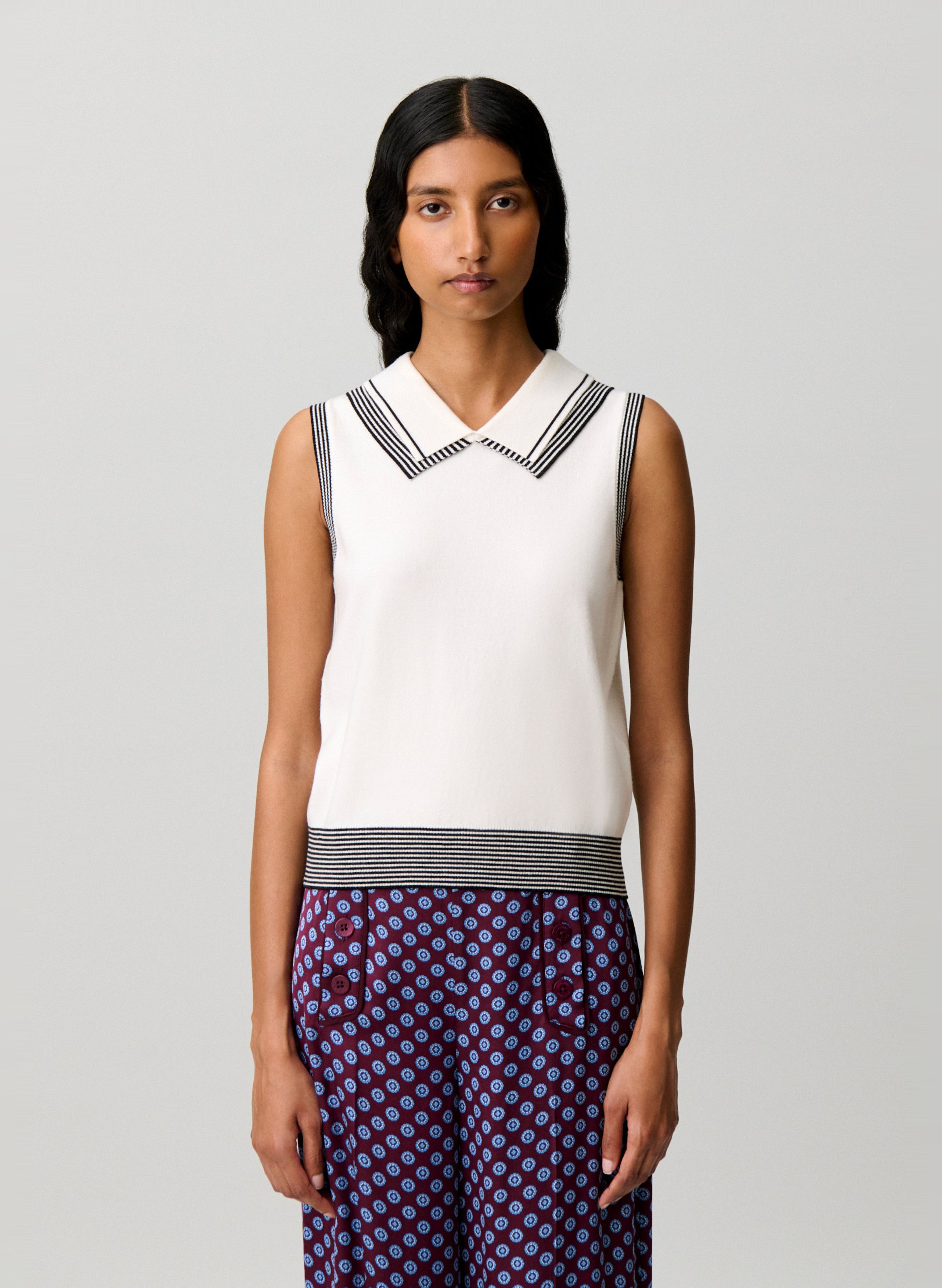 Top col classique en laine mélangée CLAUDIE PIERLOT Beige