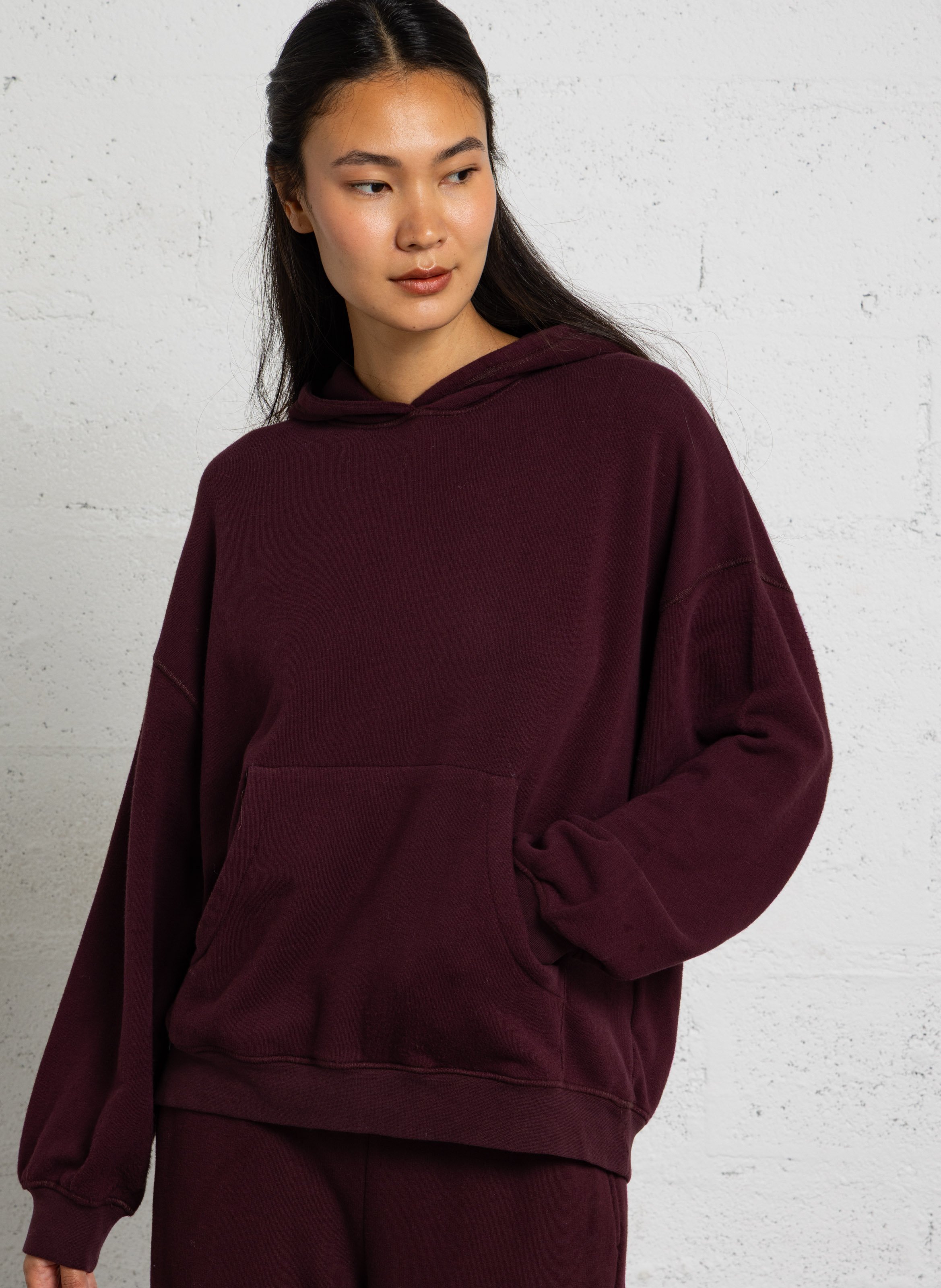 Weiter Hoodie in meliertem Stoff AMERICAN VINTAGE Rot