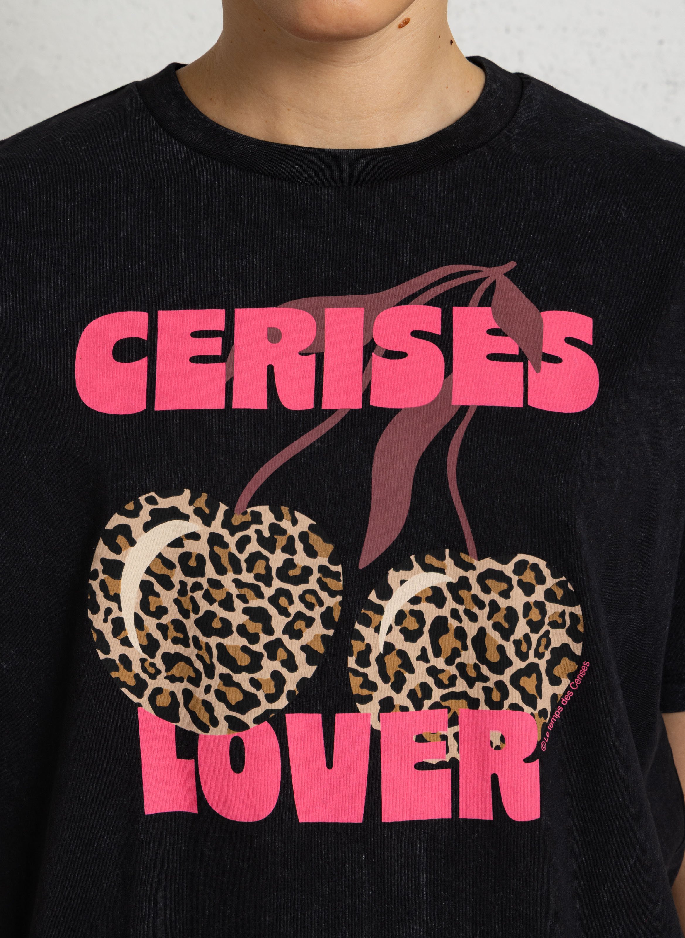 Baumwoll-T-Shirt mit Rundhalsausschnitt LE TEMPS DES CERISES Schwarz