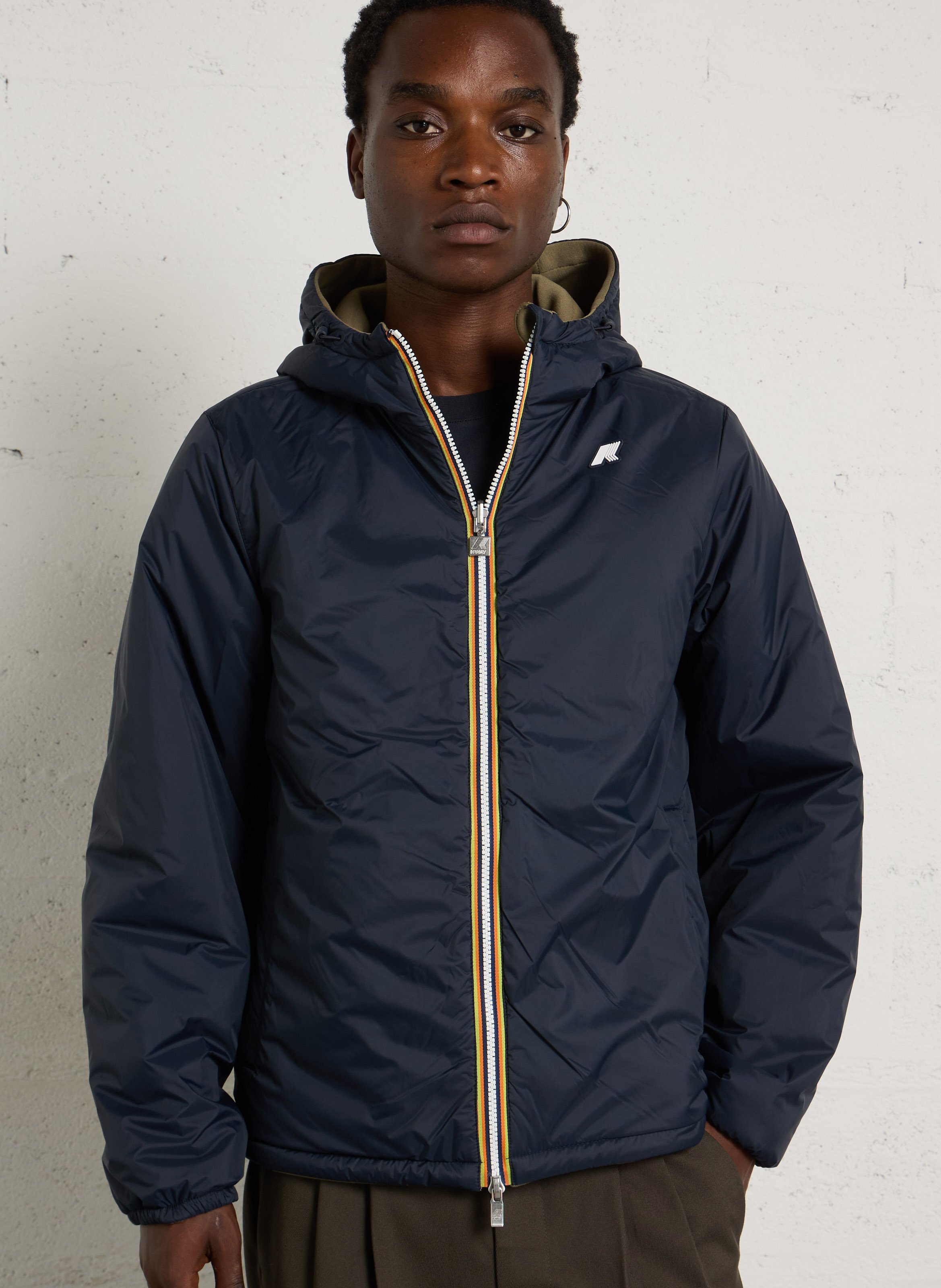 Reversible jacket with high collar K-WAY Multicolored