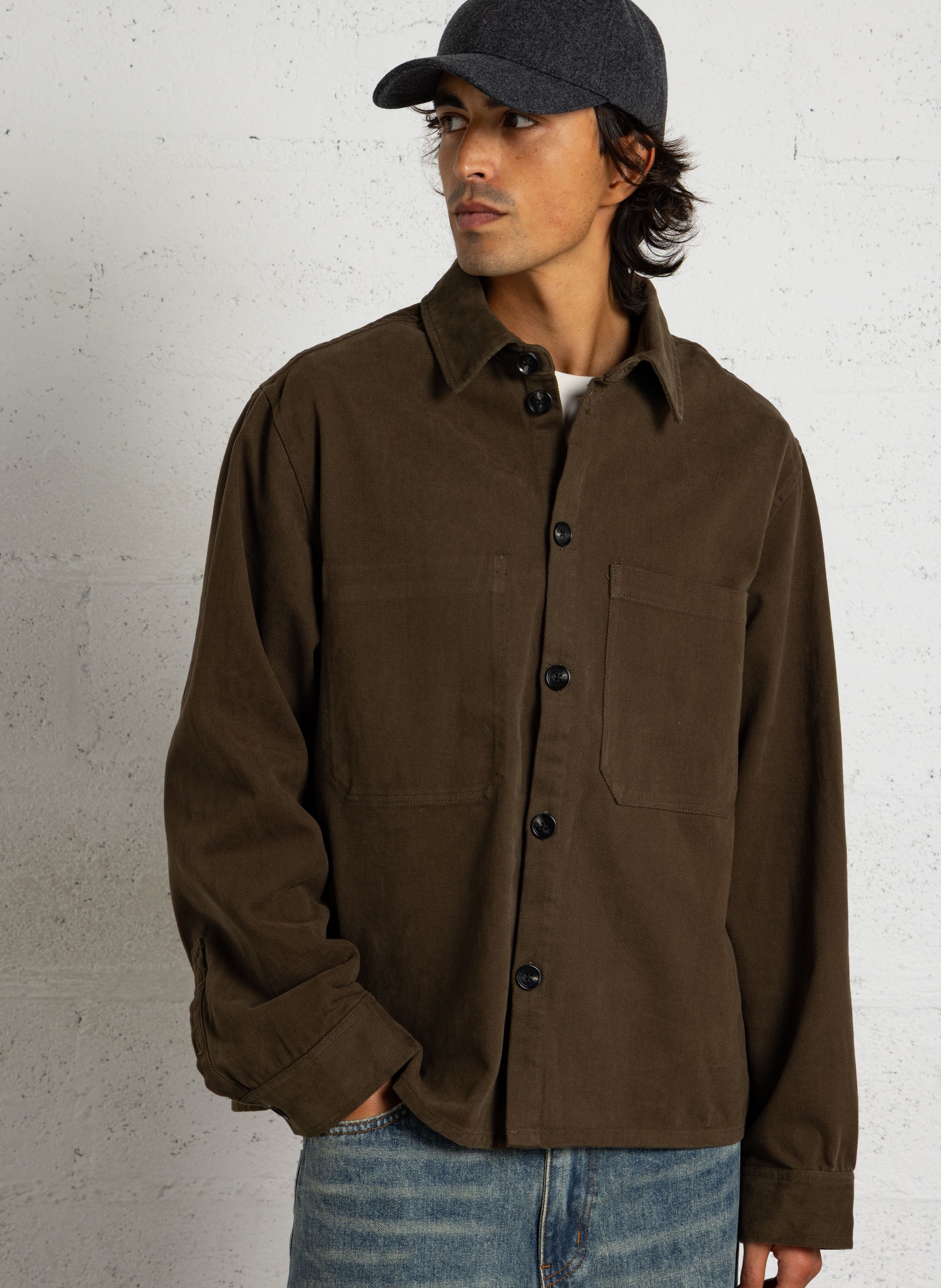 Surchemise droite col classique en coton MINIMUM Marron
