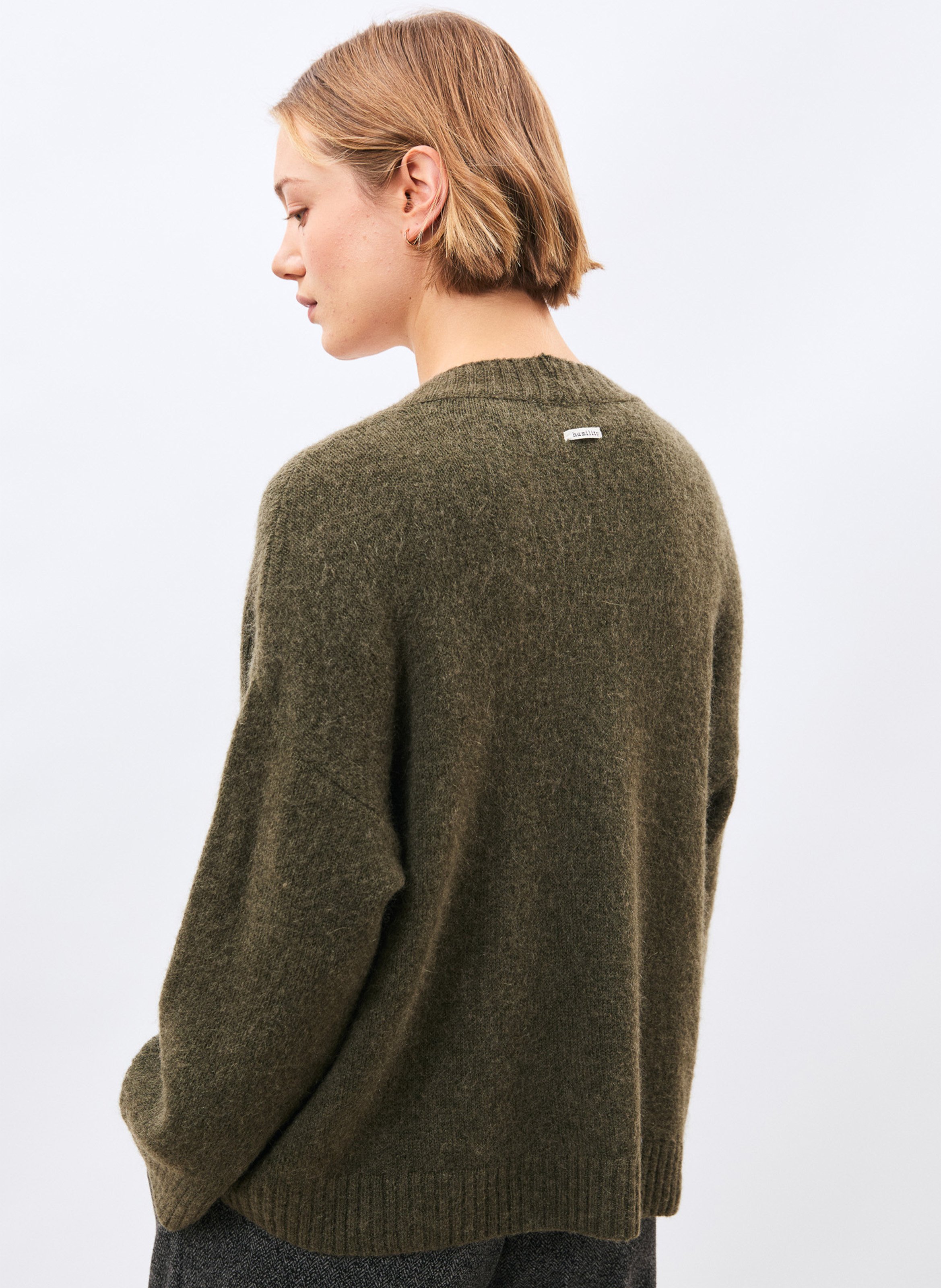 Cardigan ample col V  HUMILITY Kaki