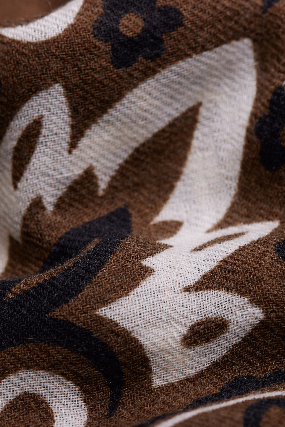Printed wool and cashmere scarf MAISON LECOMTE FLAMENT Brown