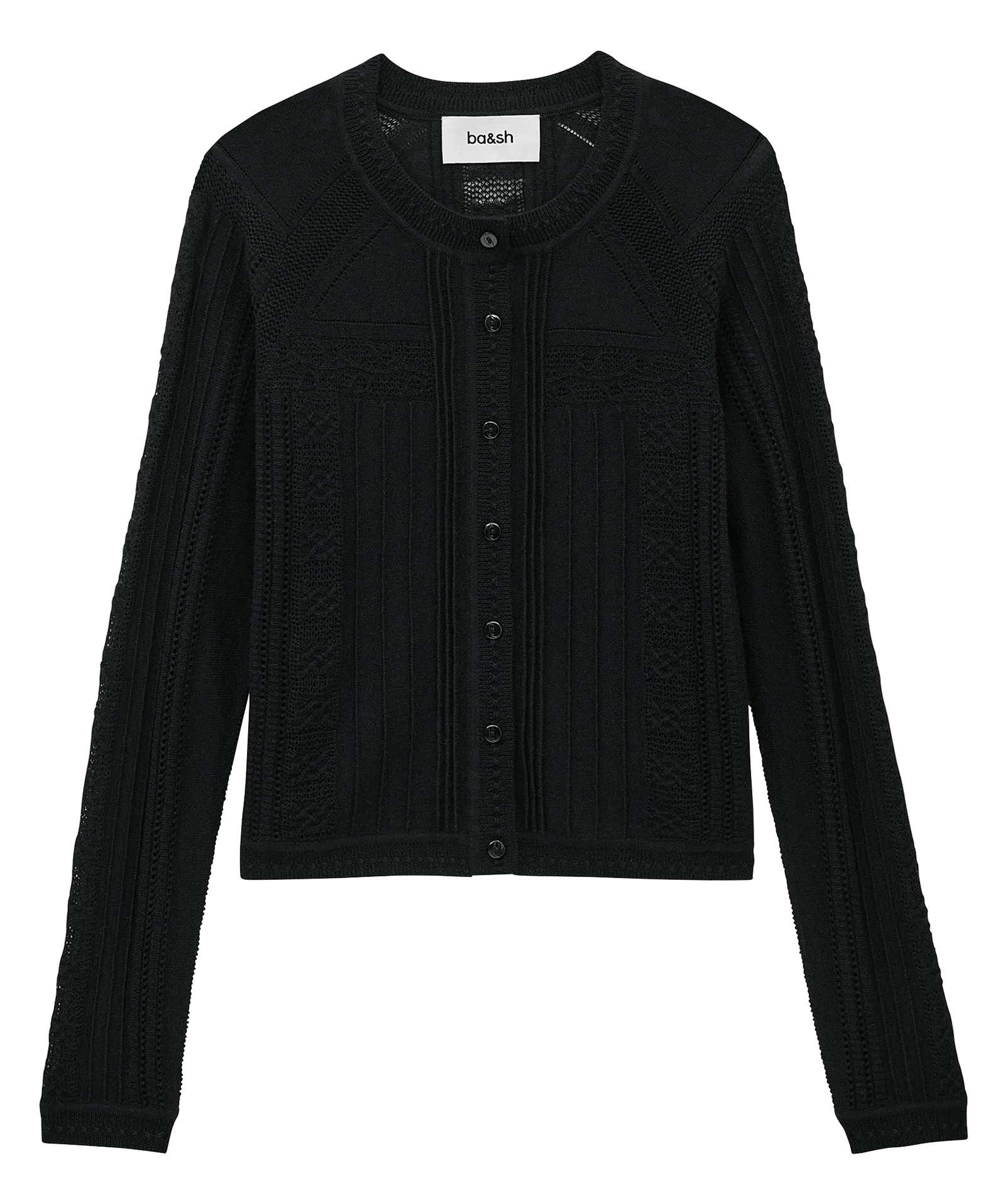 Gilet col rond en soie et cachemire BA&SH Schwarz