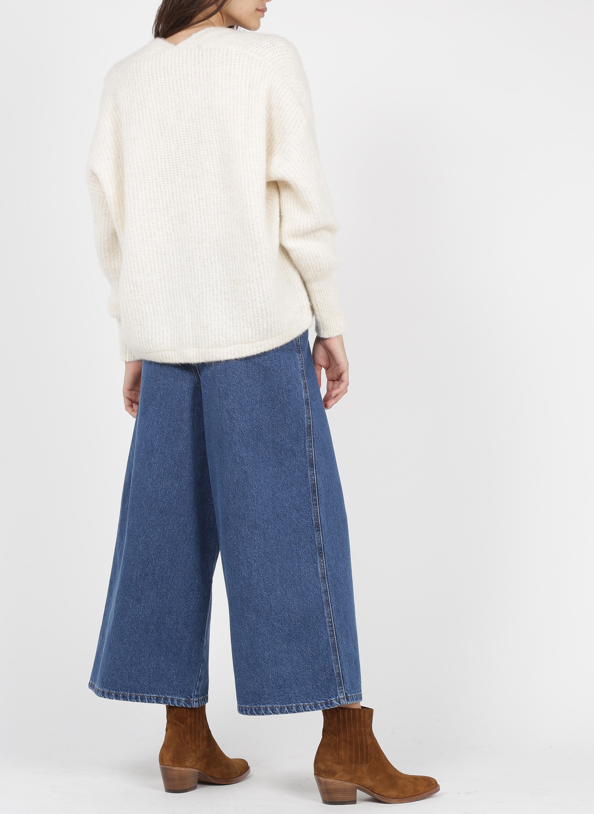 Open wool and alpaca blend cardigan Beige