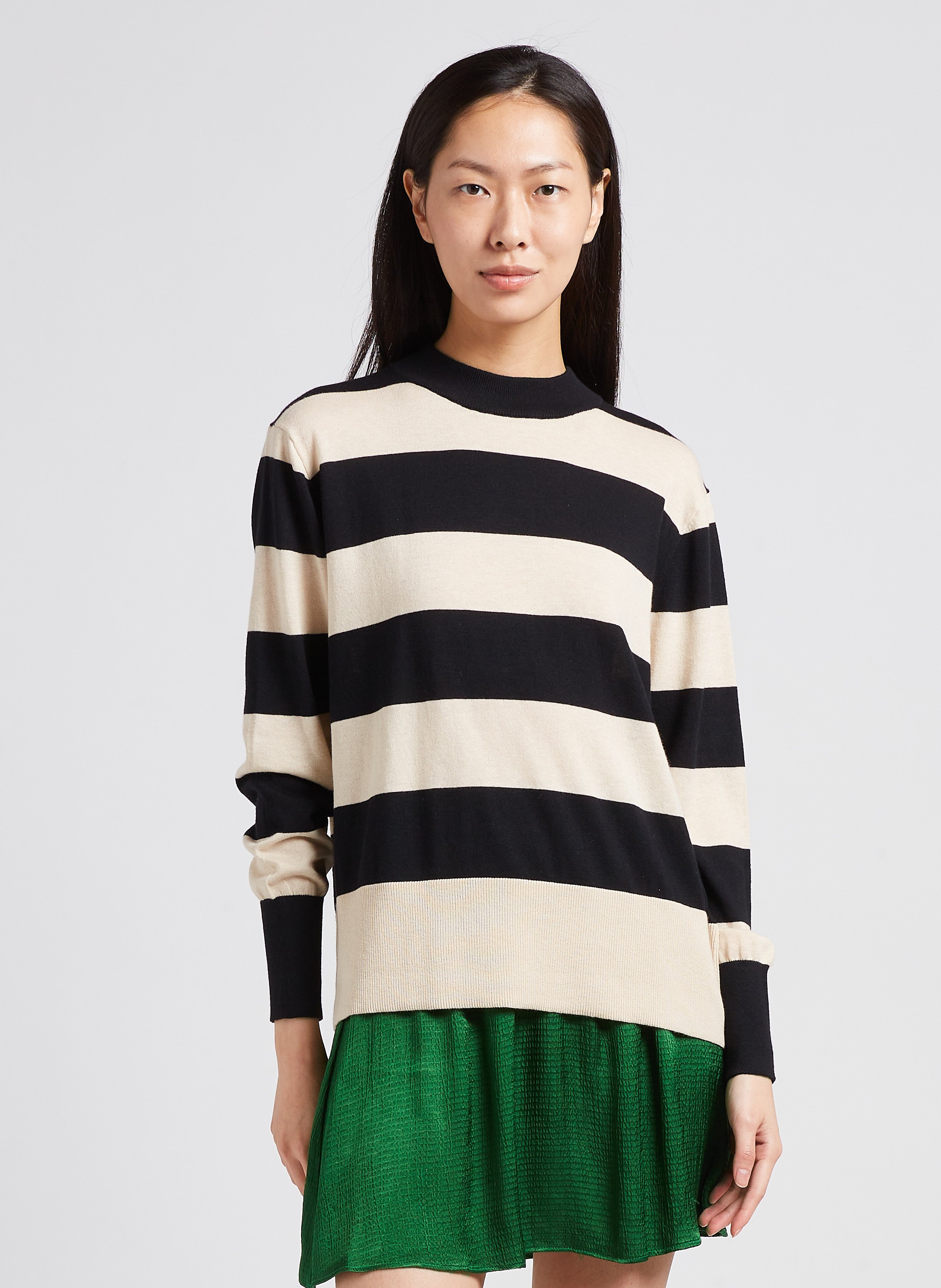 Striped Highneck Sweater Black Multi Whistles Women Place des