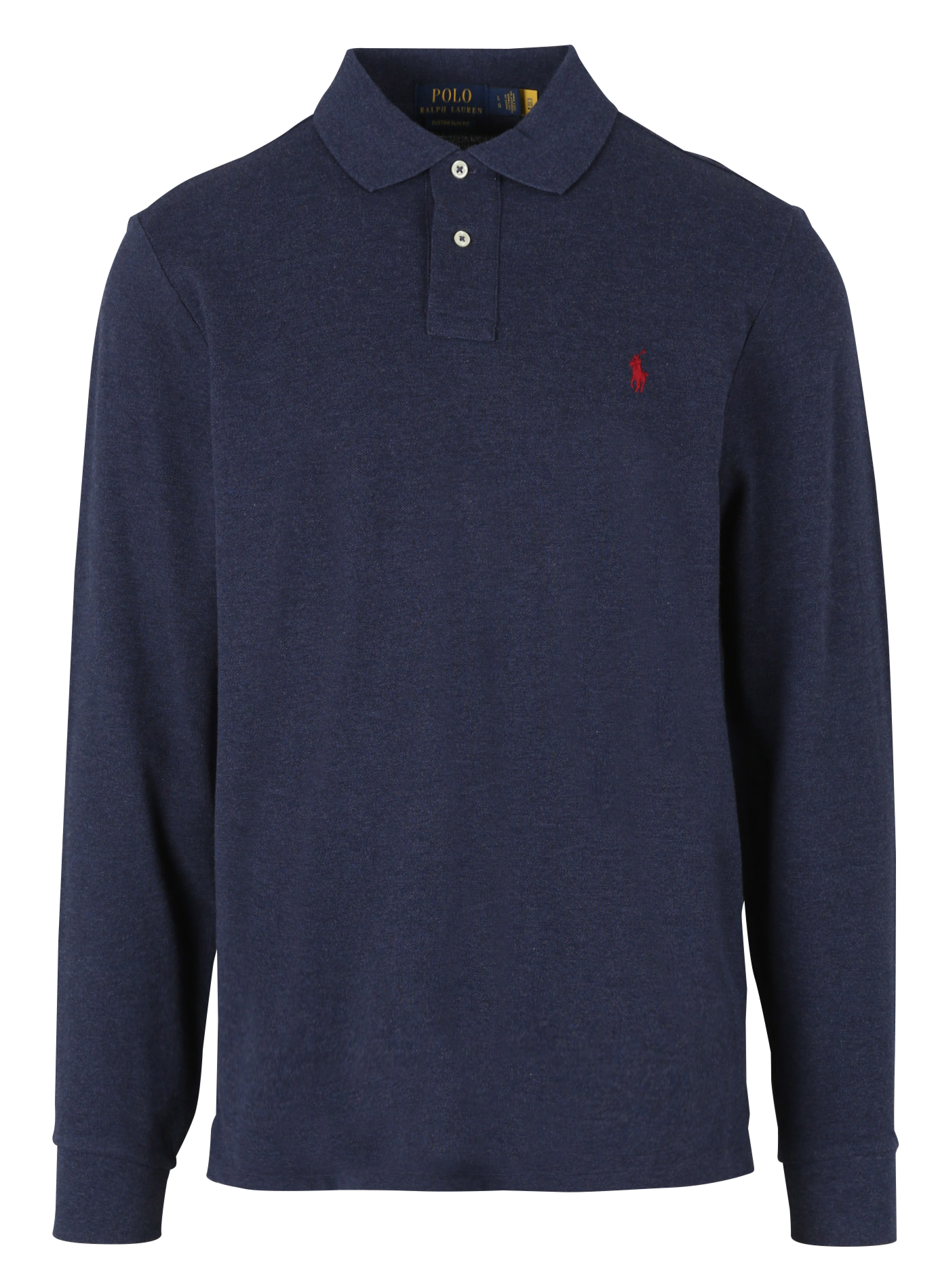 Regular-fit cotton piqué polo shirt with long sleeves  Spring navy heather c3958