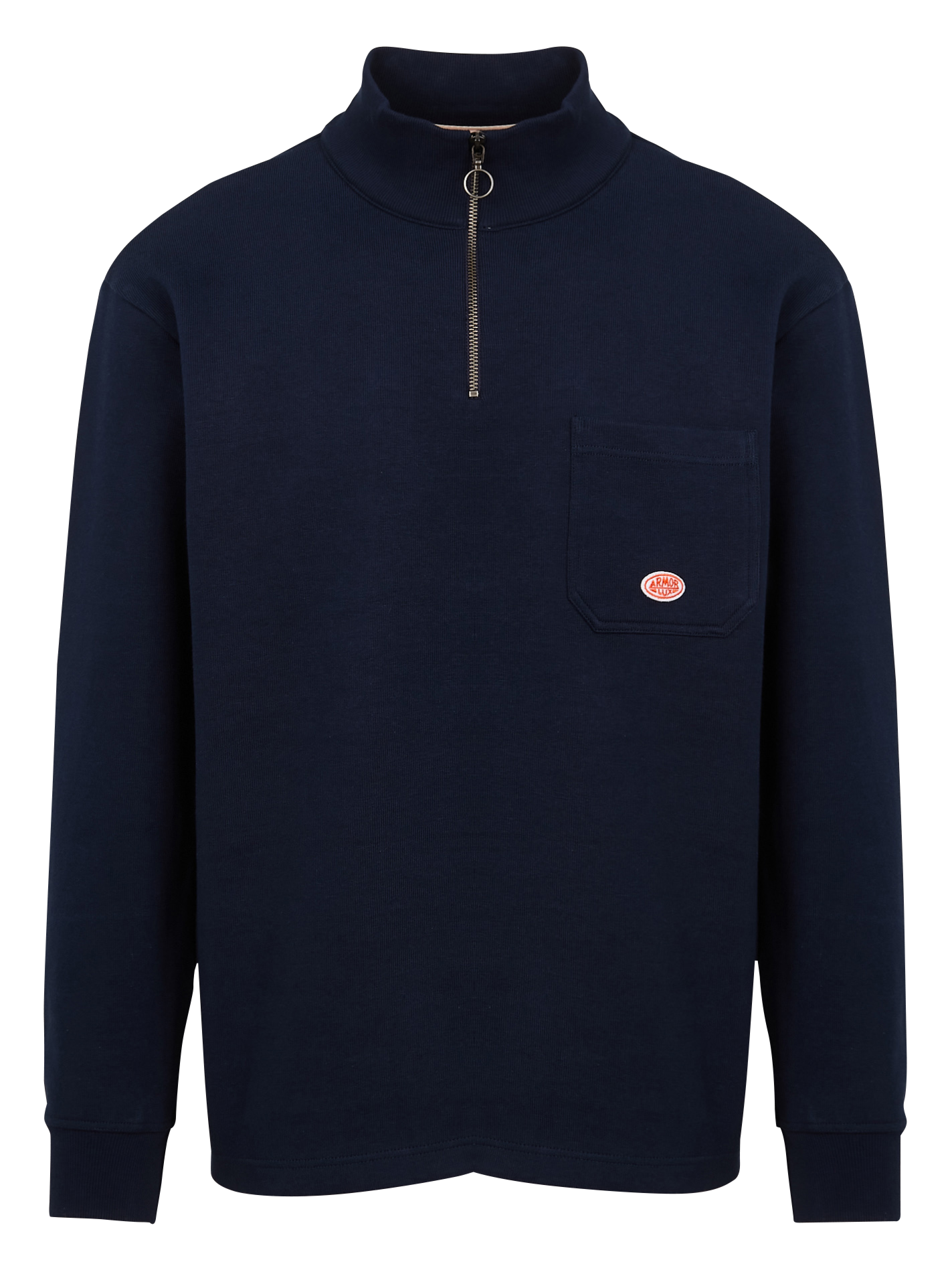 Pull ample col montant zippé en coton bio ARMOR LUX Bleu