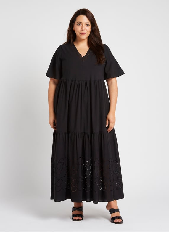 Long cotton embroidered dress Black Persona by marina rinaldi - Women | Place des Tendances Long cotton embroidered dress Black Persona by marina rinaldi - Women | Place des Tendances