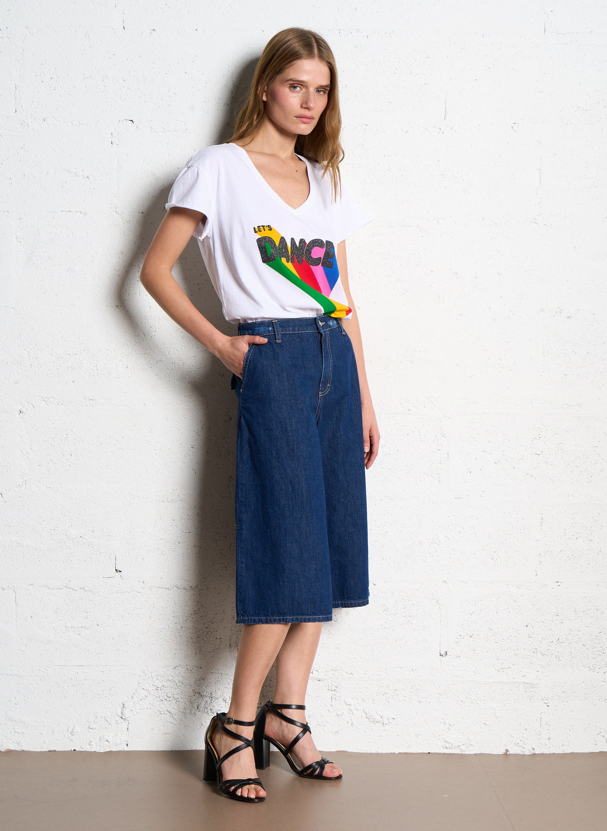 Wide-leg cotton Bermuda shorts PLEASE Blue