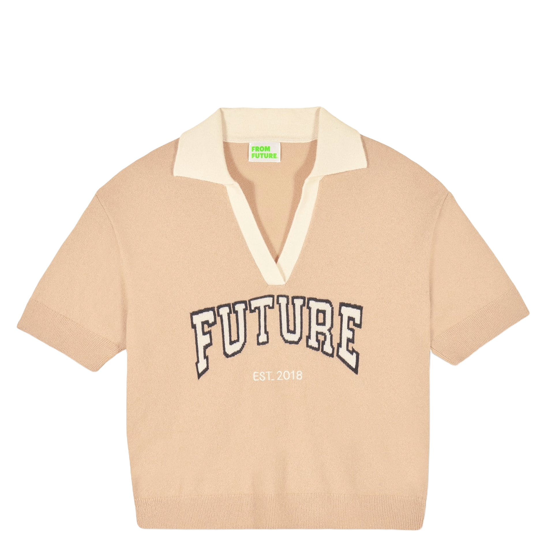 Cashmere polo neck sweater with patterns FROM FUTURE Beige