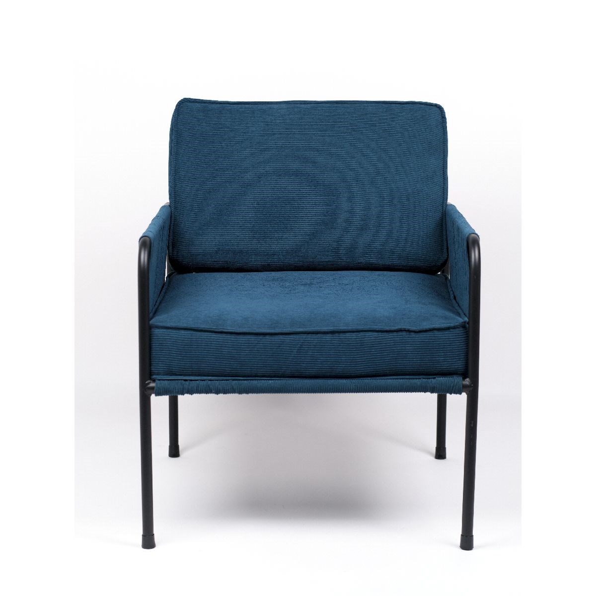 Corduroy fabric armchair with metal frame FACTORY Blue