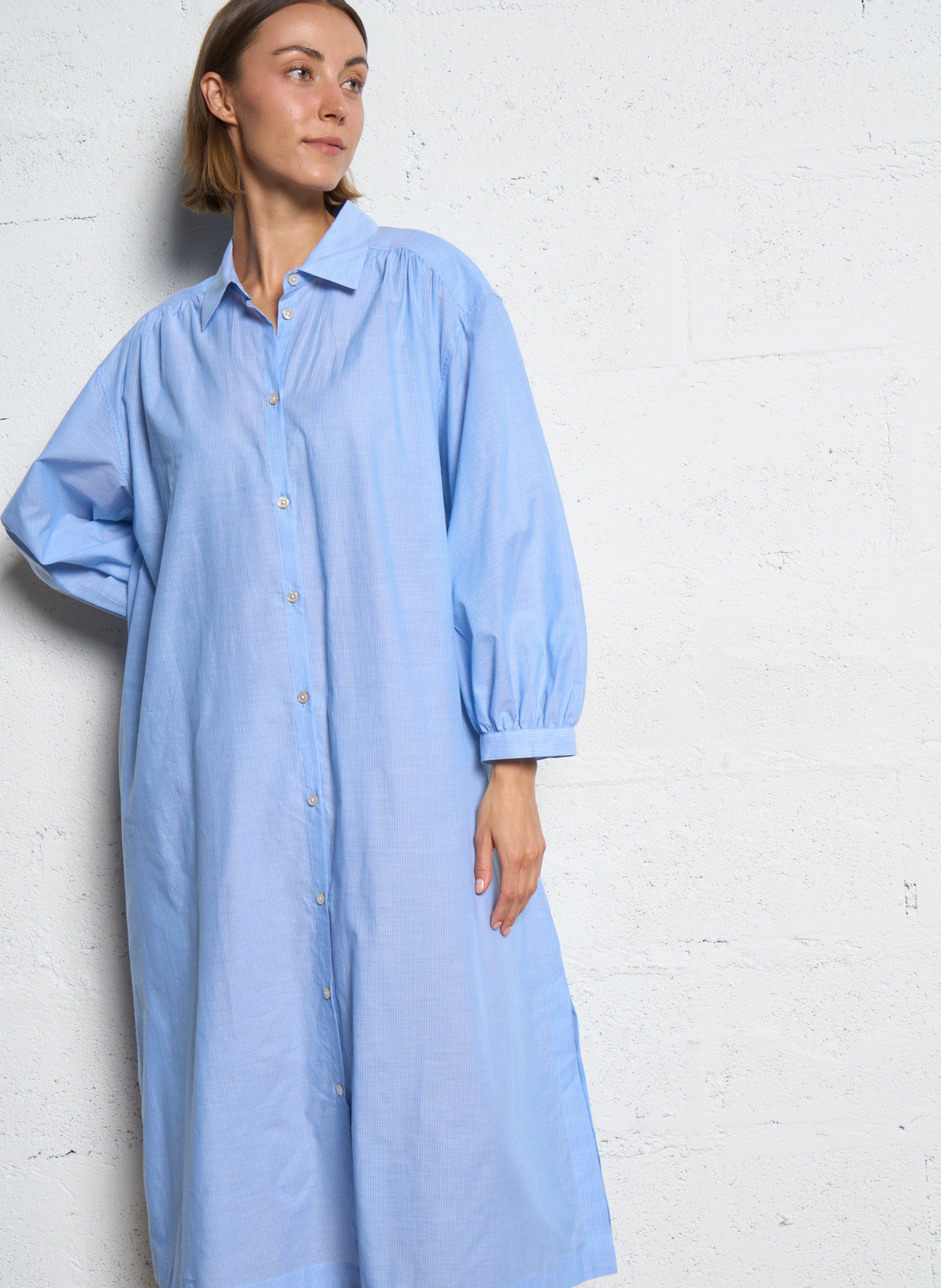 Halflange, gestreepte overhemdjurk RUE DE TOKYO Blauw