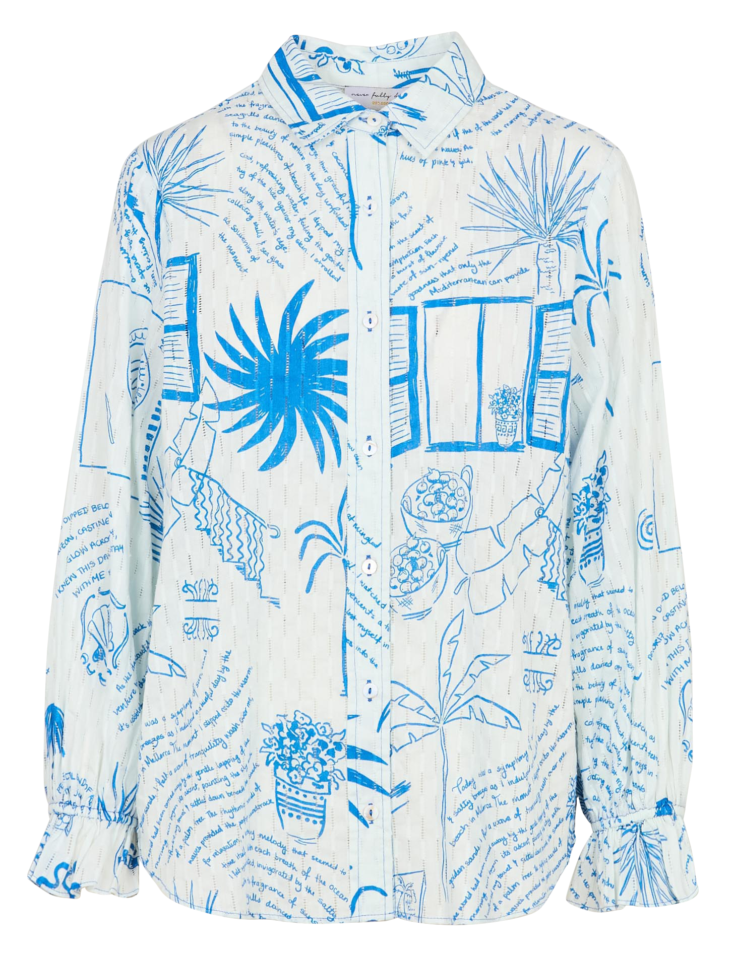 Printed straight shirt with details NEVER FULLY DRESSED White