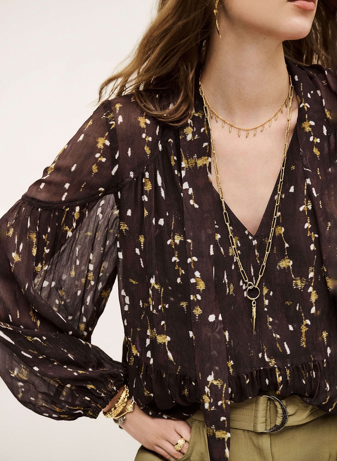 Blouse droite imprimée BA&SH Marron