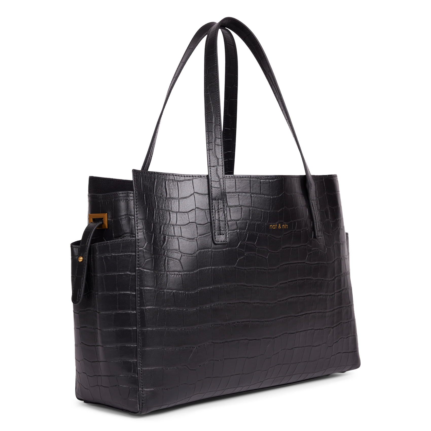 Cabas en cuir motif reptile NAT & NIN Noir