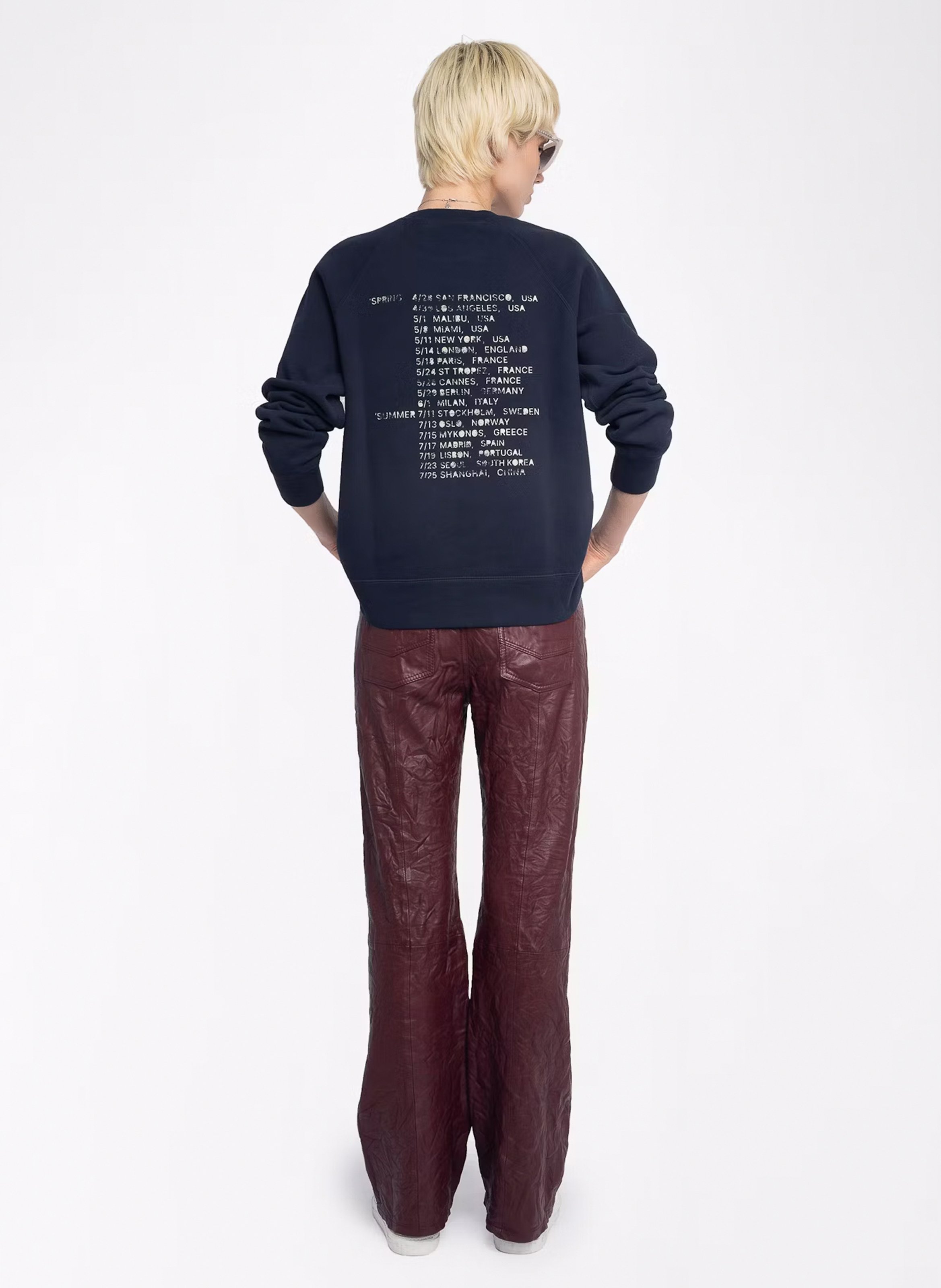 Sweat droit col rond en coton mélangé ZADIG&VOLTAIRE Bleu