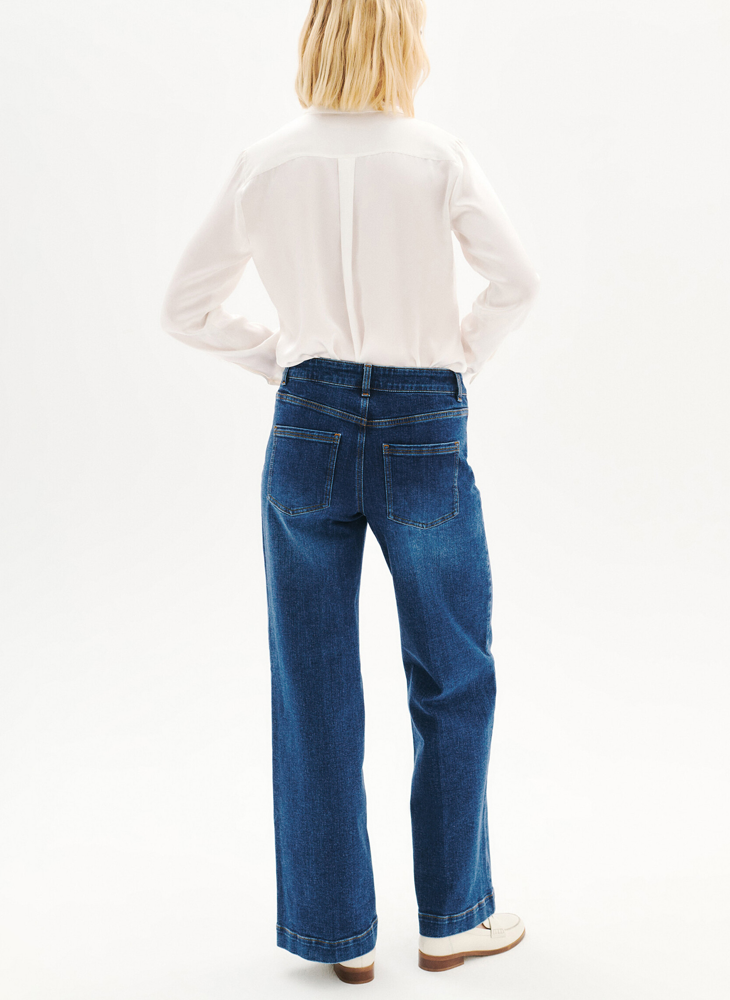 Cotton-blend wide-leg jeans CAROLL Blue