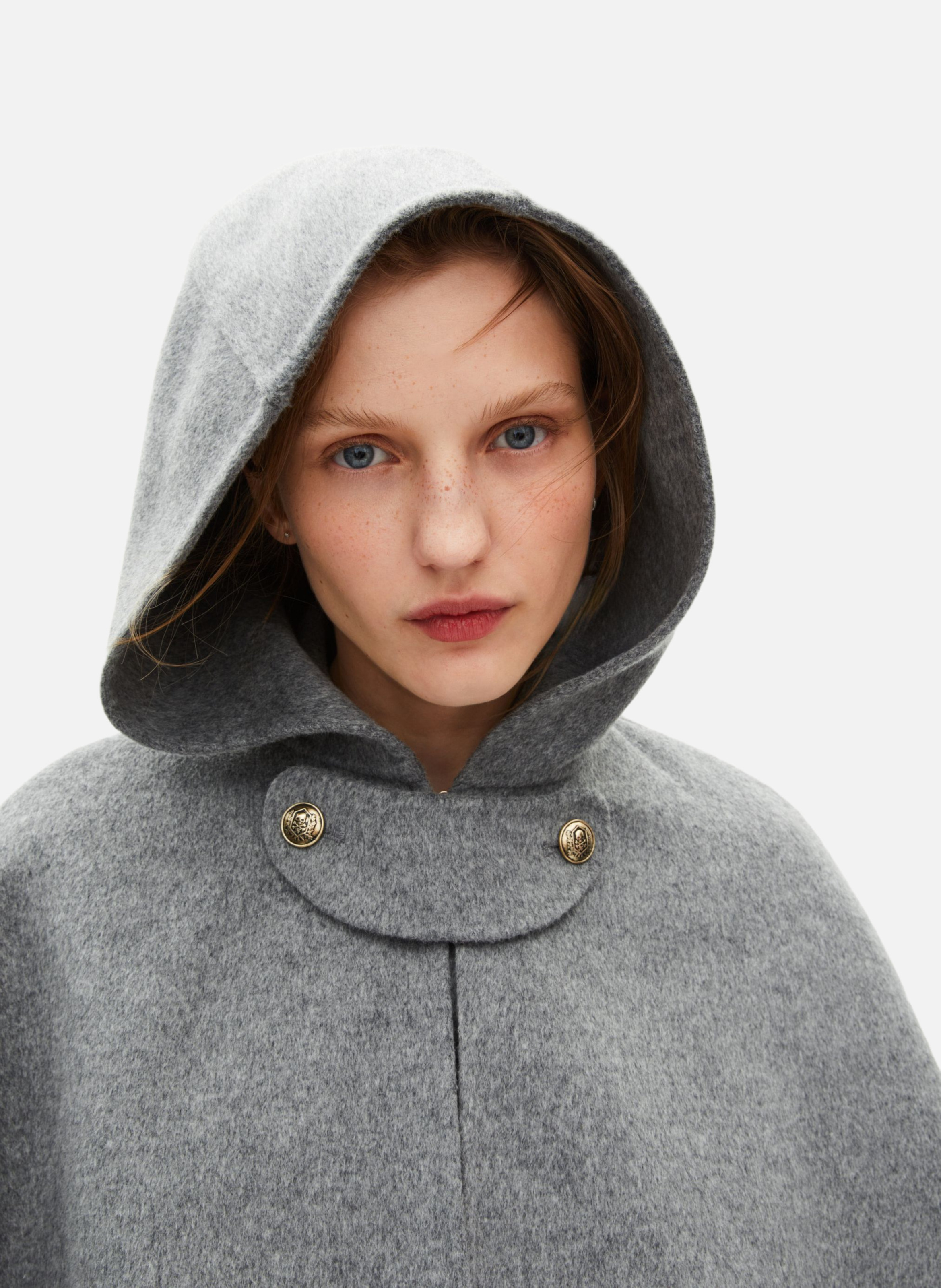 Long double-faced coat with cape THE KOOPLES Grey