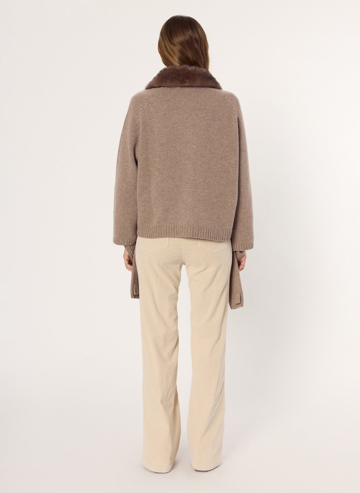 Gilet col effet fourrure en cachemire GERARD DAREL Beige