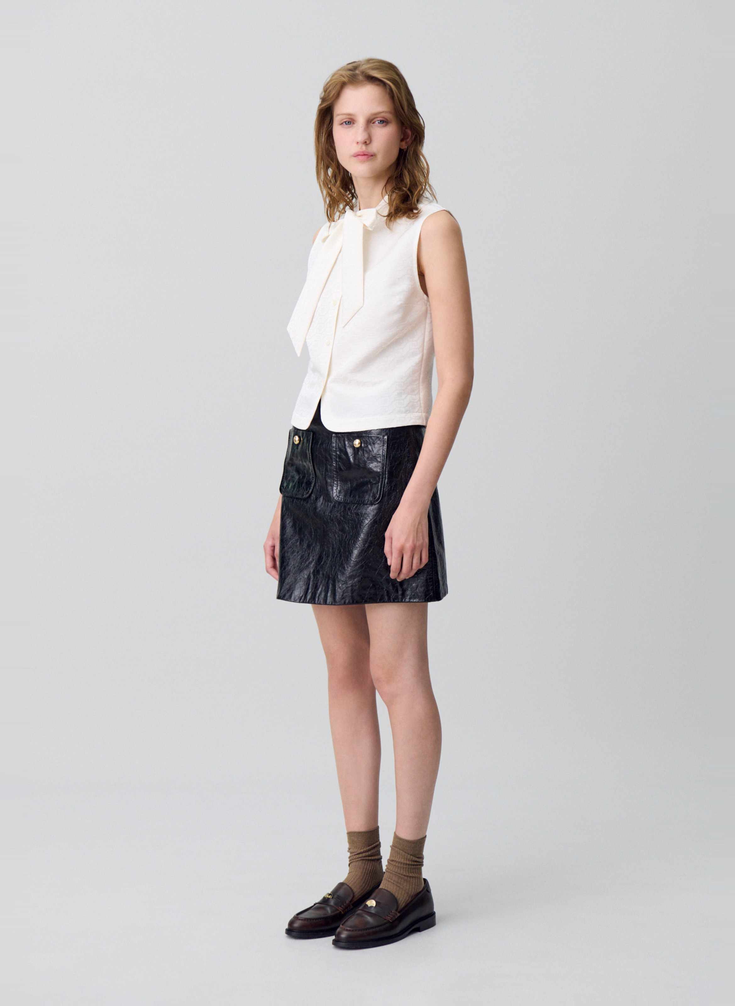 Fitted Lavallière Collar Shirt CLAUDIE PIERLOT Beige