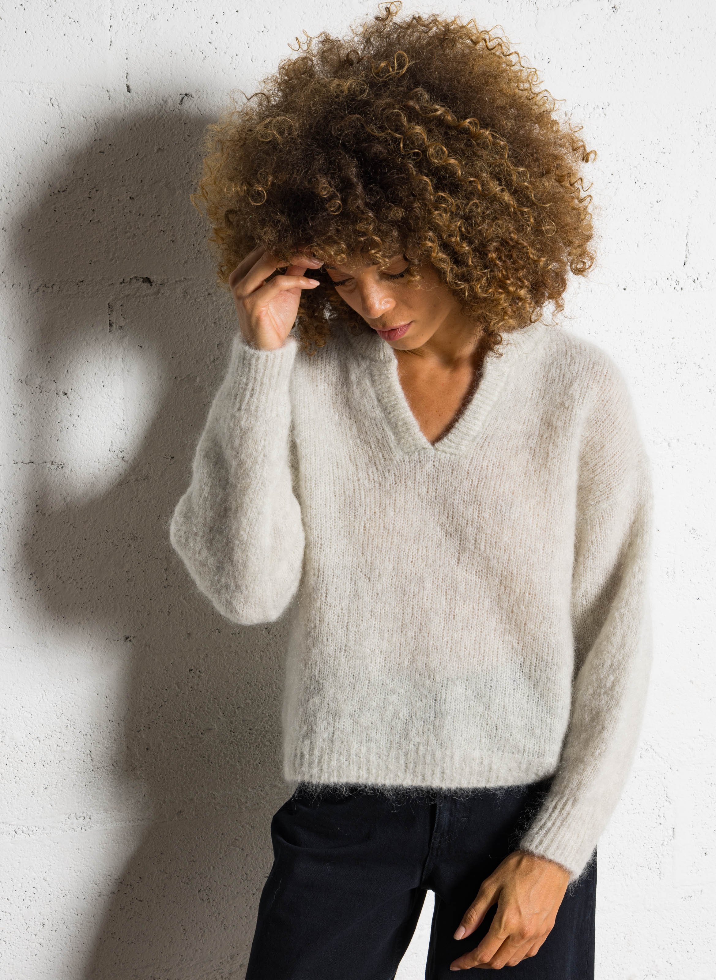 Oversized turtleneck sweater in mixed wool DES PETITS HAUTS