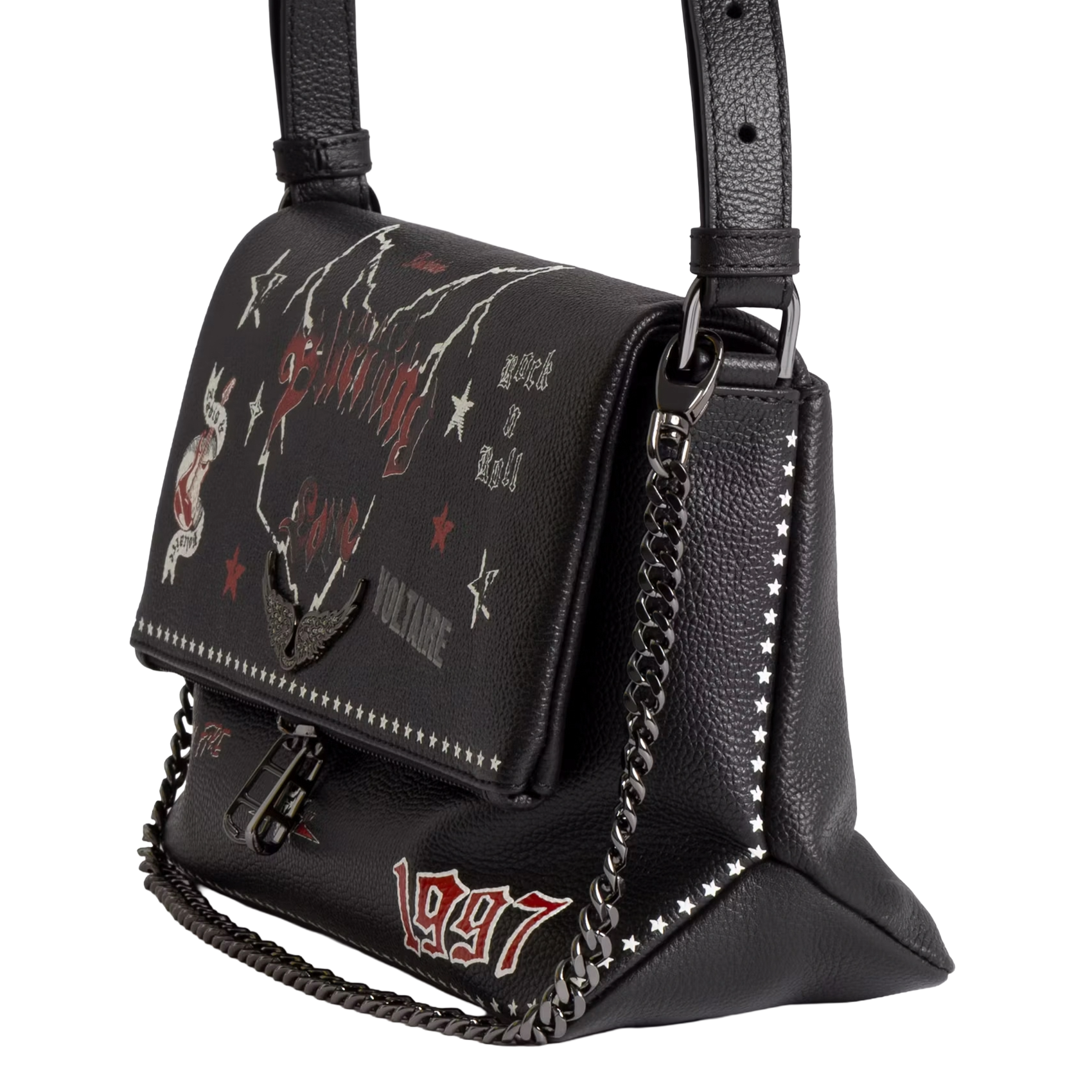 Bowlingtas van nerfleer met rits ZADIG&VOLTAIRE Zwart