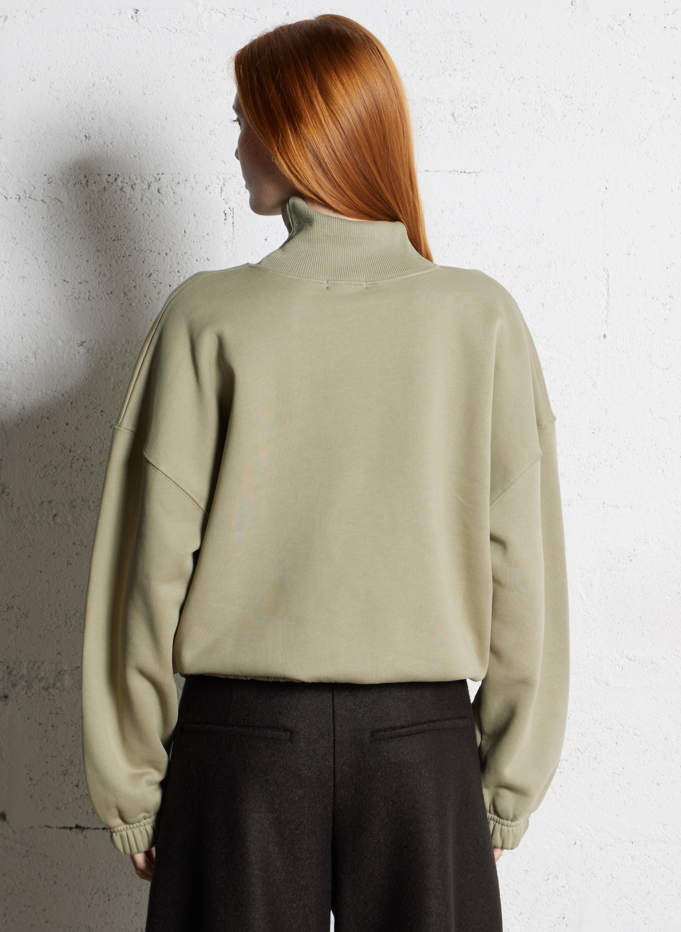 Straight organic cotton high neck sweatshirt SOEUR Grey