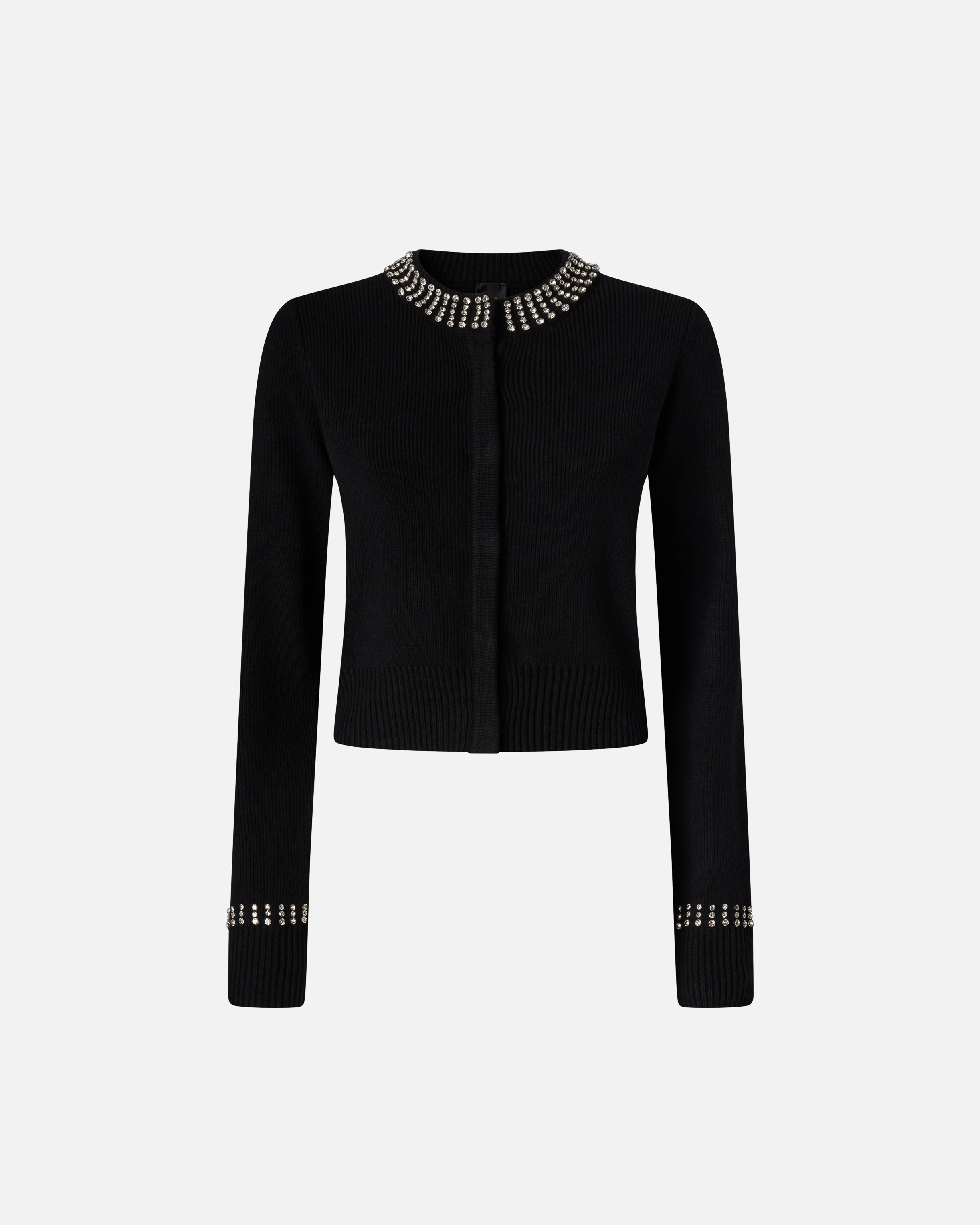 Round neck cardigan with rhinestones PINKO Black