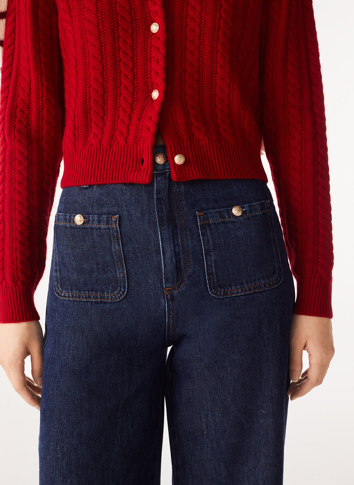 High-rise flared cotton jeans BA&SH Blue