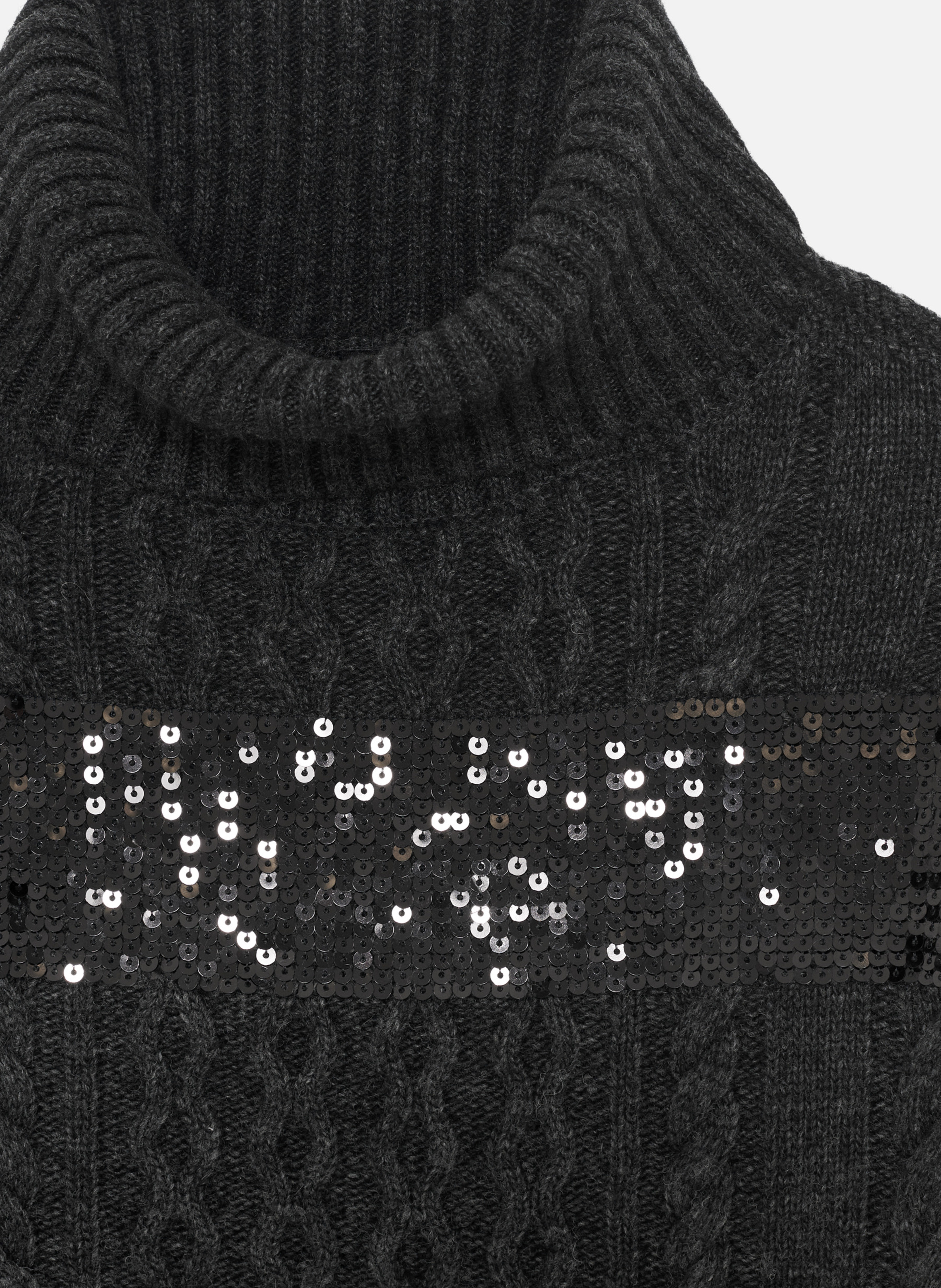 Turtleneck sweater with sequin stripes THE KOOPLES Black