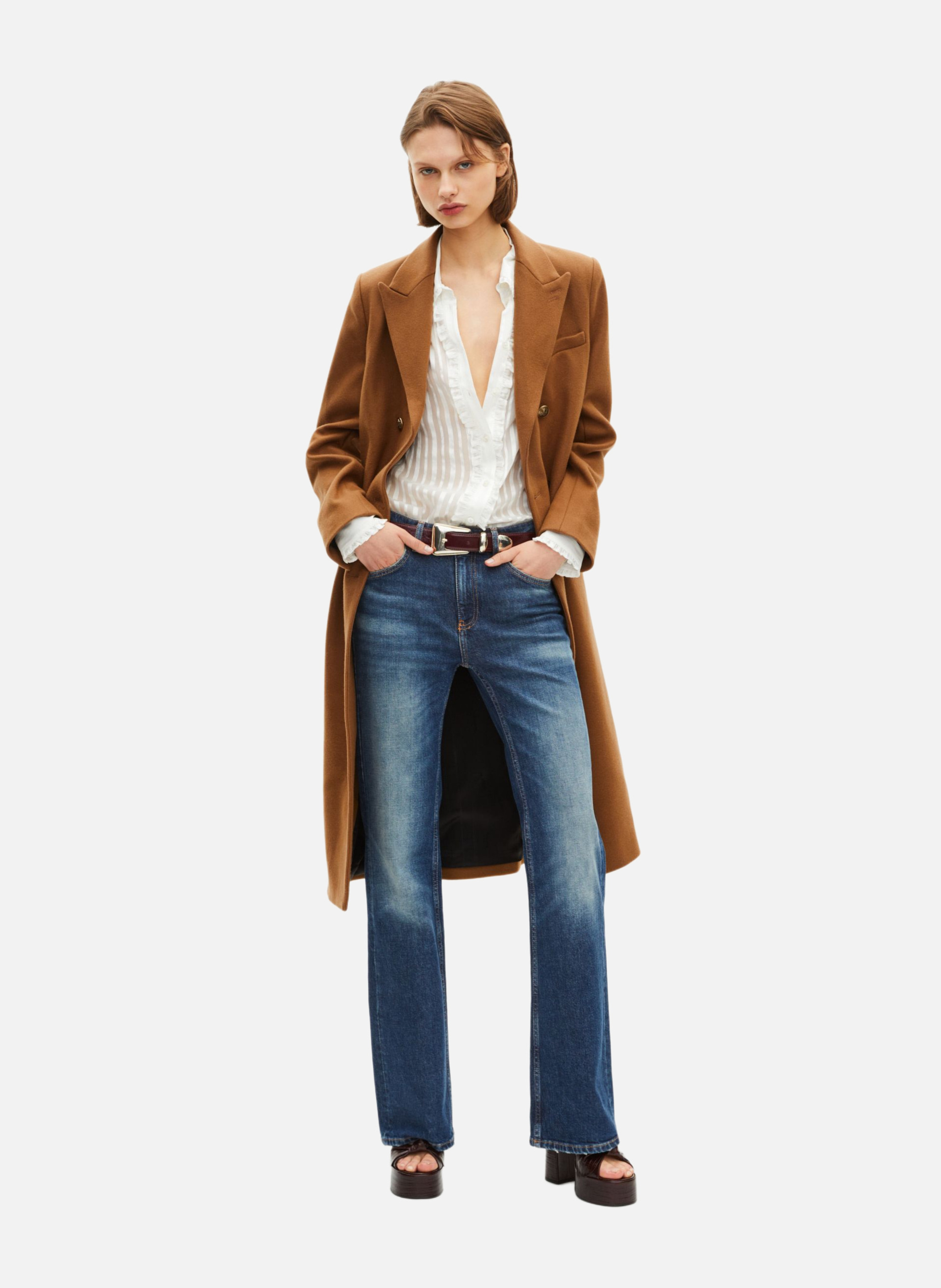 Long crossed coat THE KOOPLES Brown