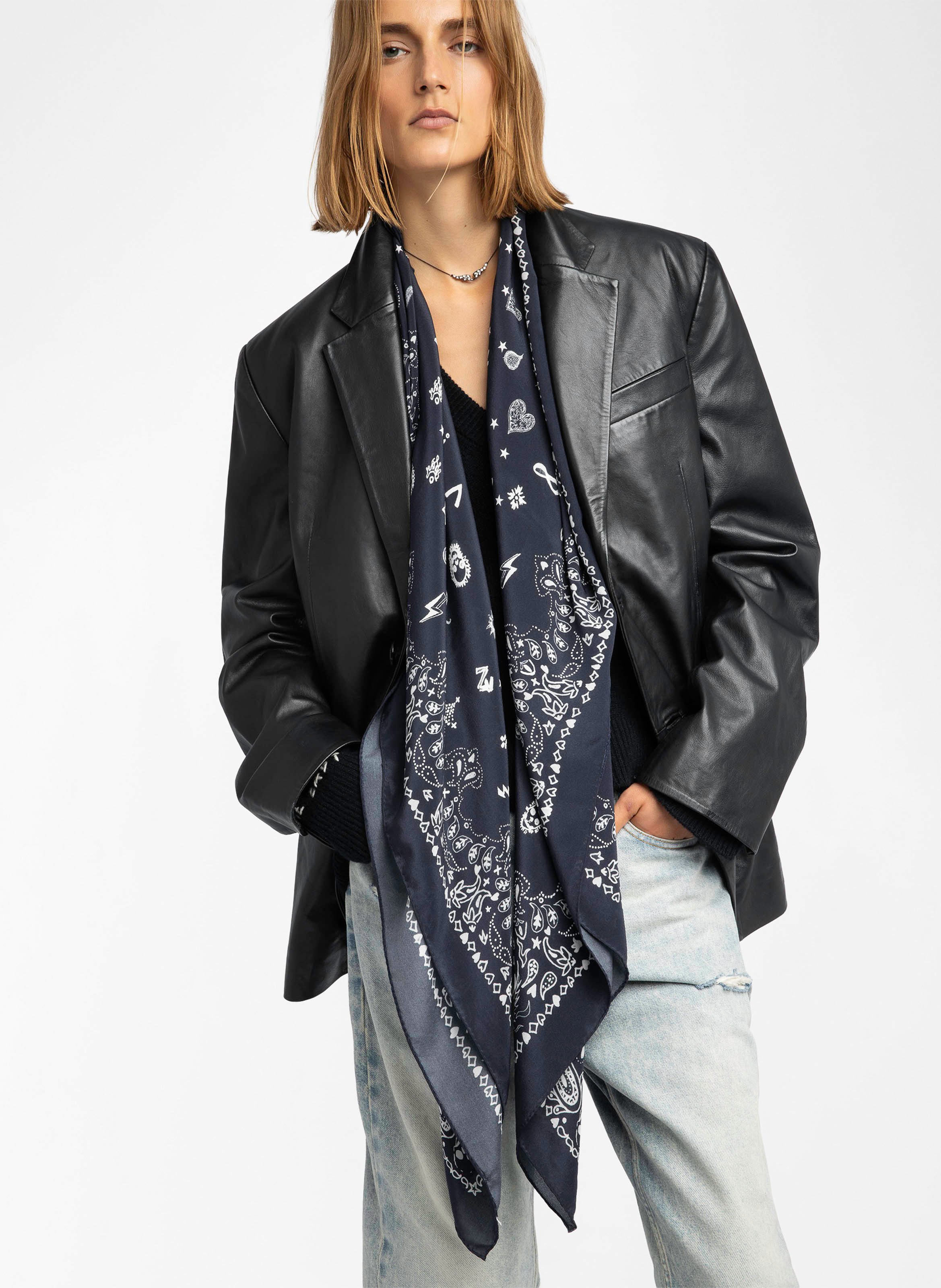 Foulard en soie imprimé ZADIG&VOLTAIRE Noir