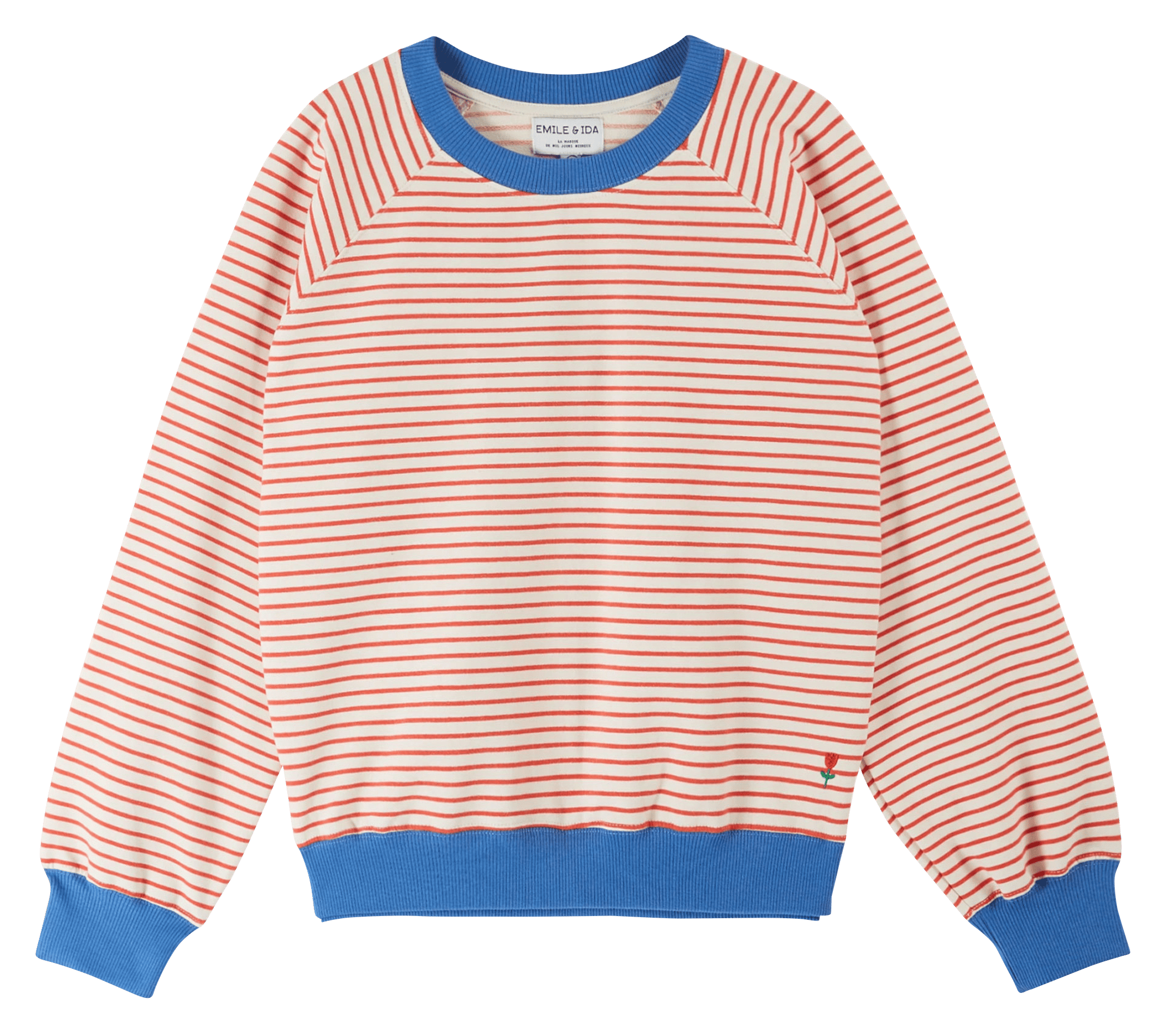 Round-neck organic cotton-blend sweater EMILE ET IDA Red