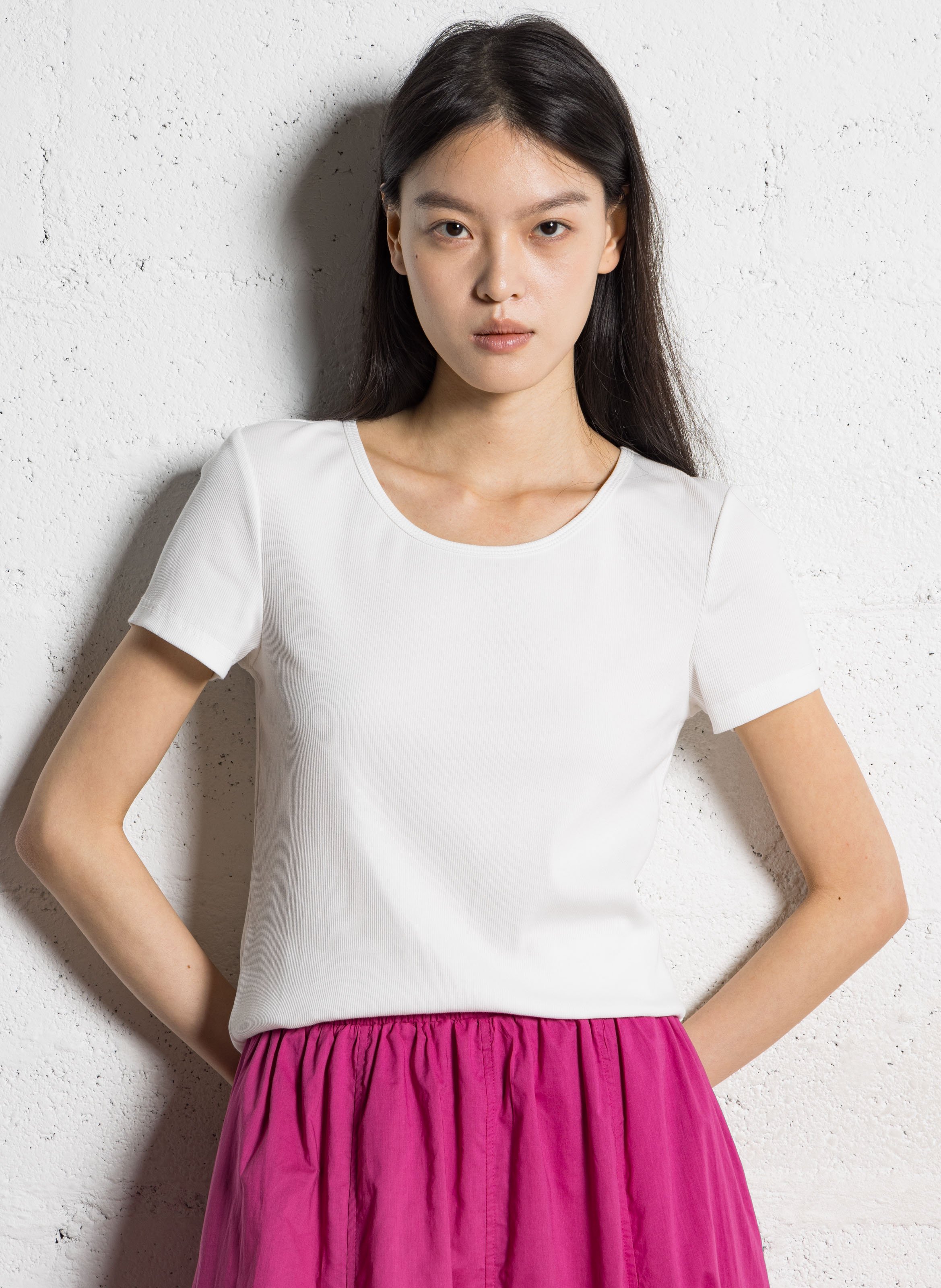 Fitted ribbed round neck t-shirt JC SOPHIE White