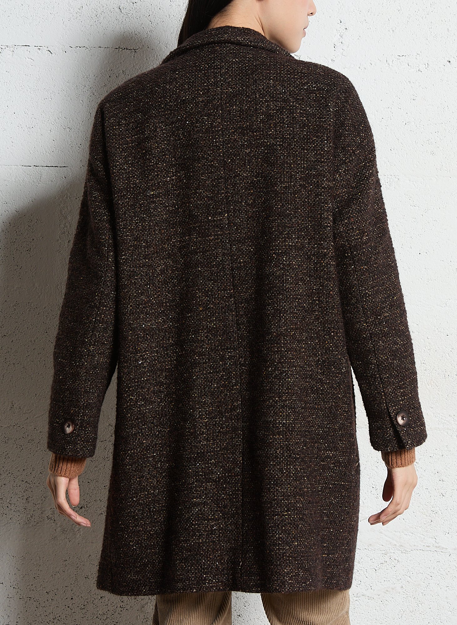 Straight cut high collar buttoned caban MAISON 123 Brown