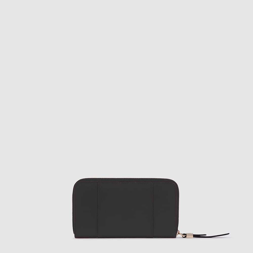 Women's zip-around wallet with four compartments PIQUADRO Black