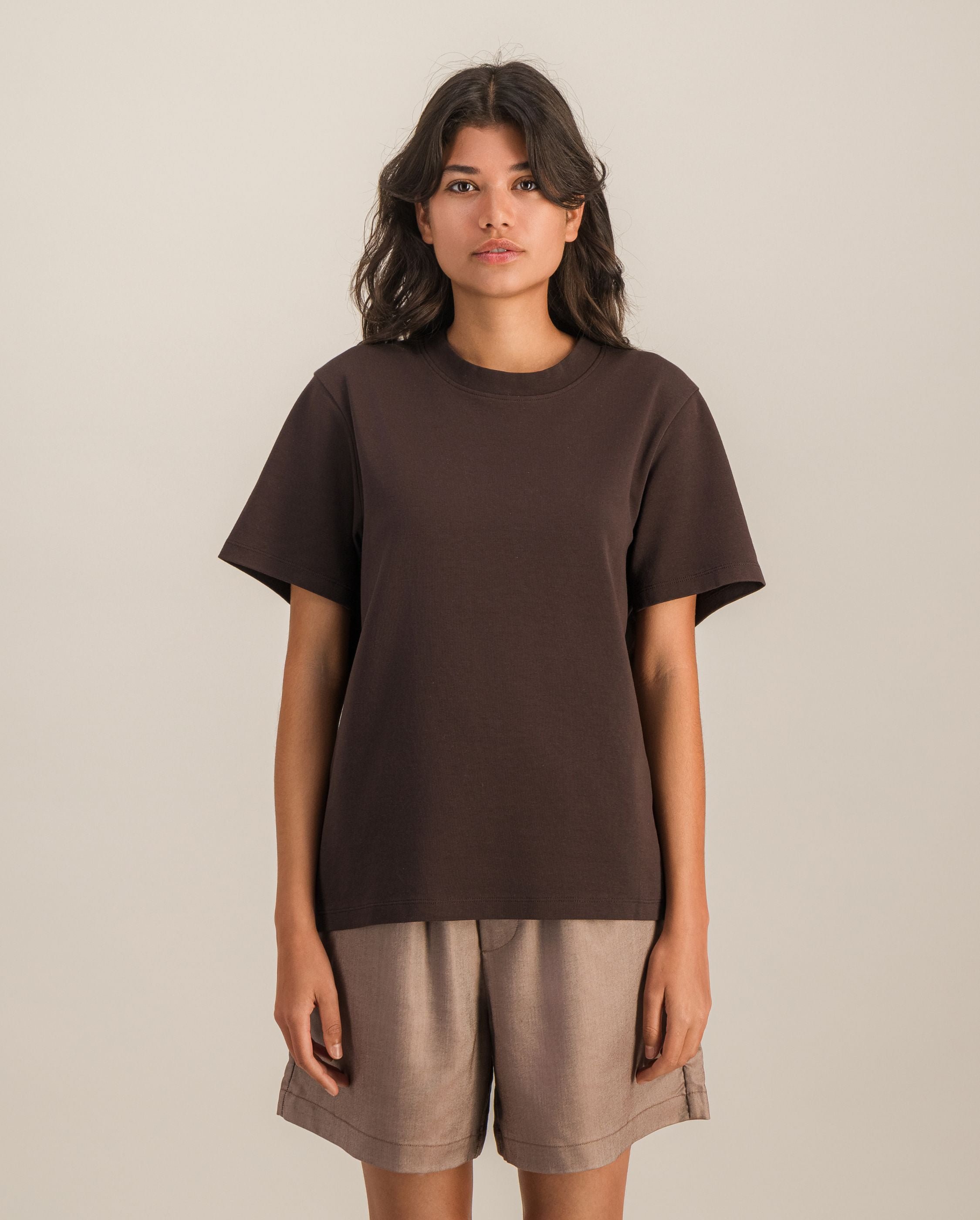 Women's organic cotton t-shirt, chocolate ANGARDE Brown