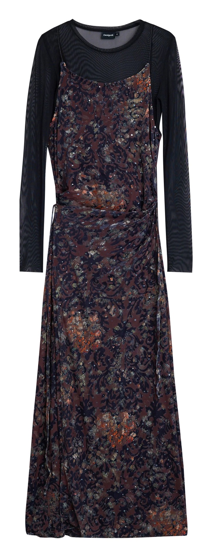 Langes Kleid mit Rundhalsausschnitt DESIGUAL Schwarz