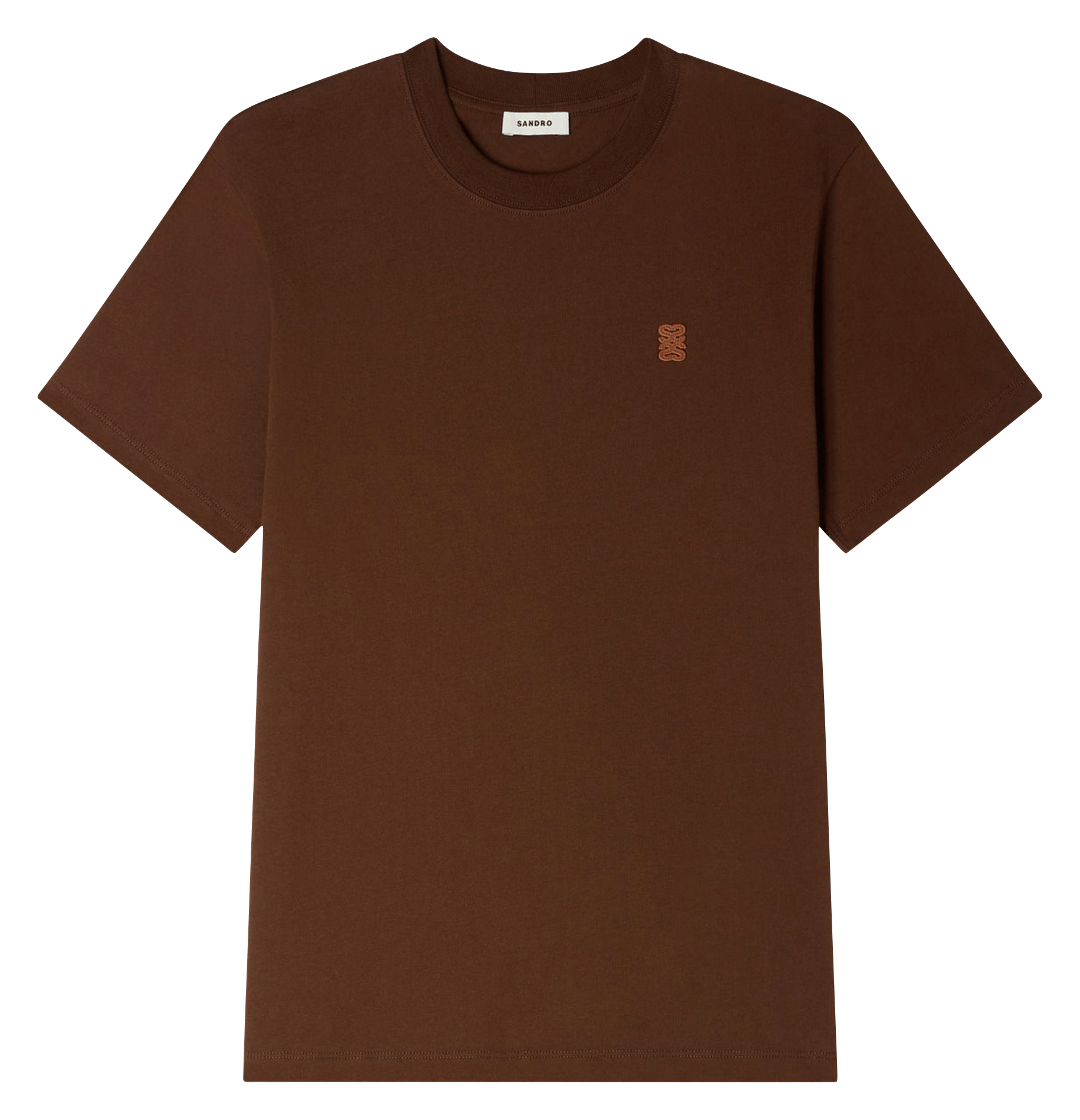 Tee-shirt col rond en coton SANDRO Marron