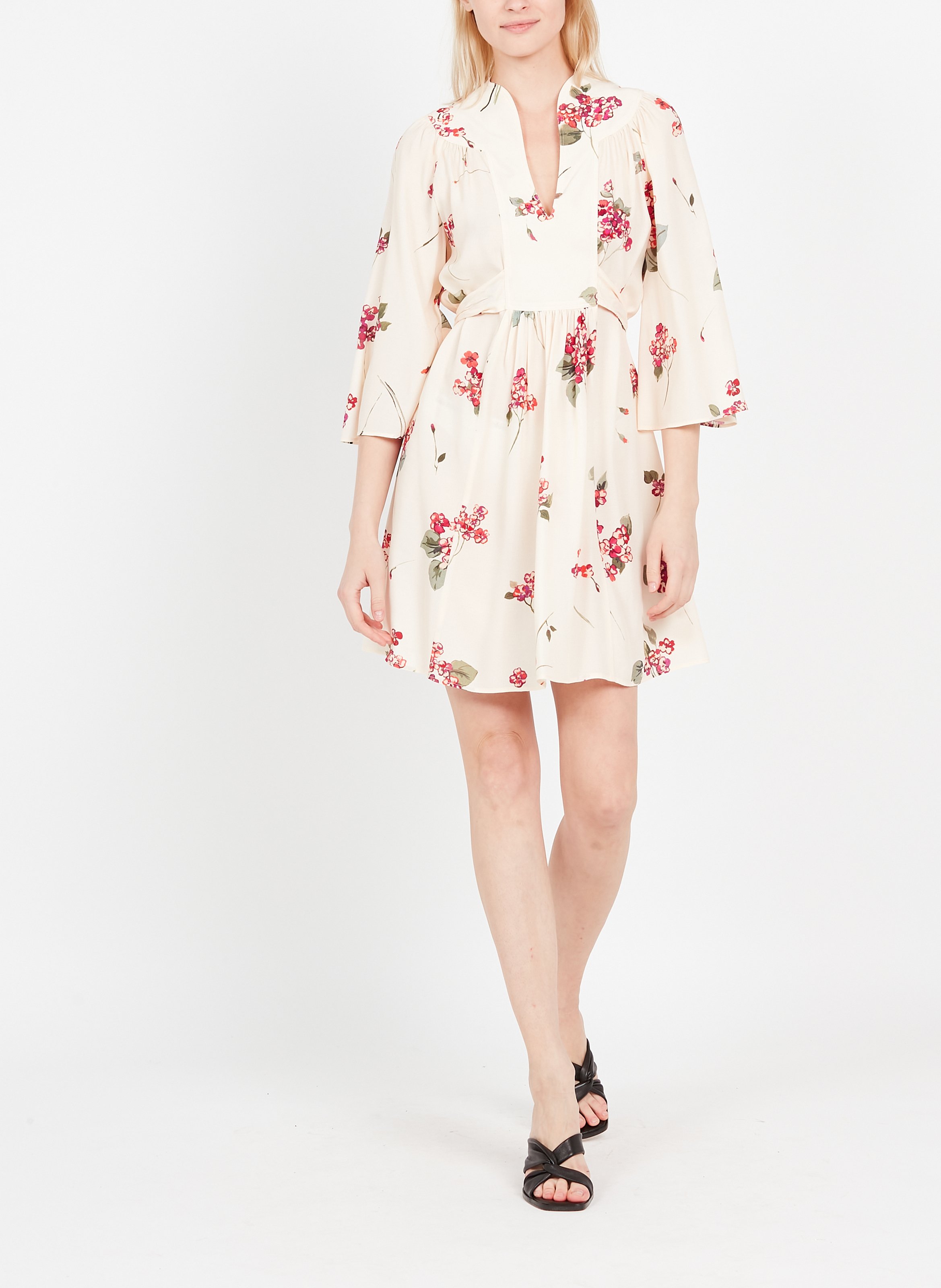 Short printed V-neck dress TWINSET Black